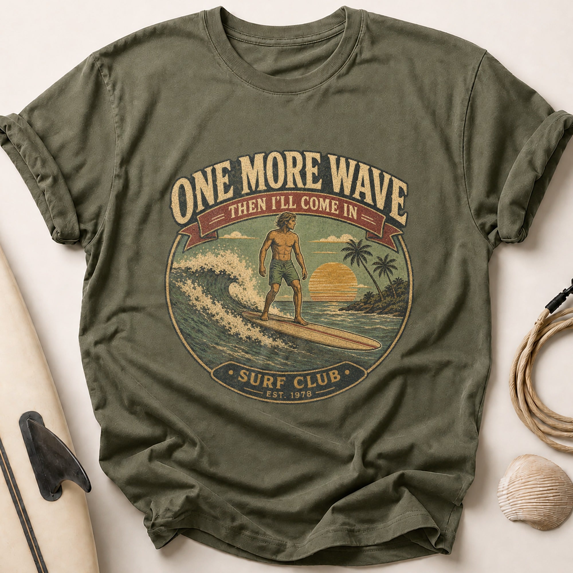 One More Wave Tee - Olive