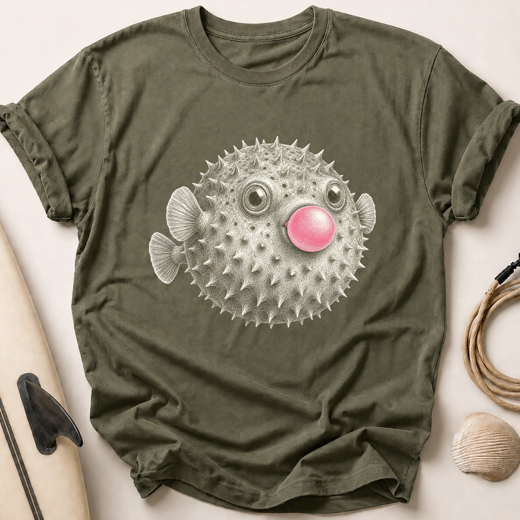 Pufferfish Tee - Olive
