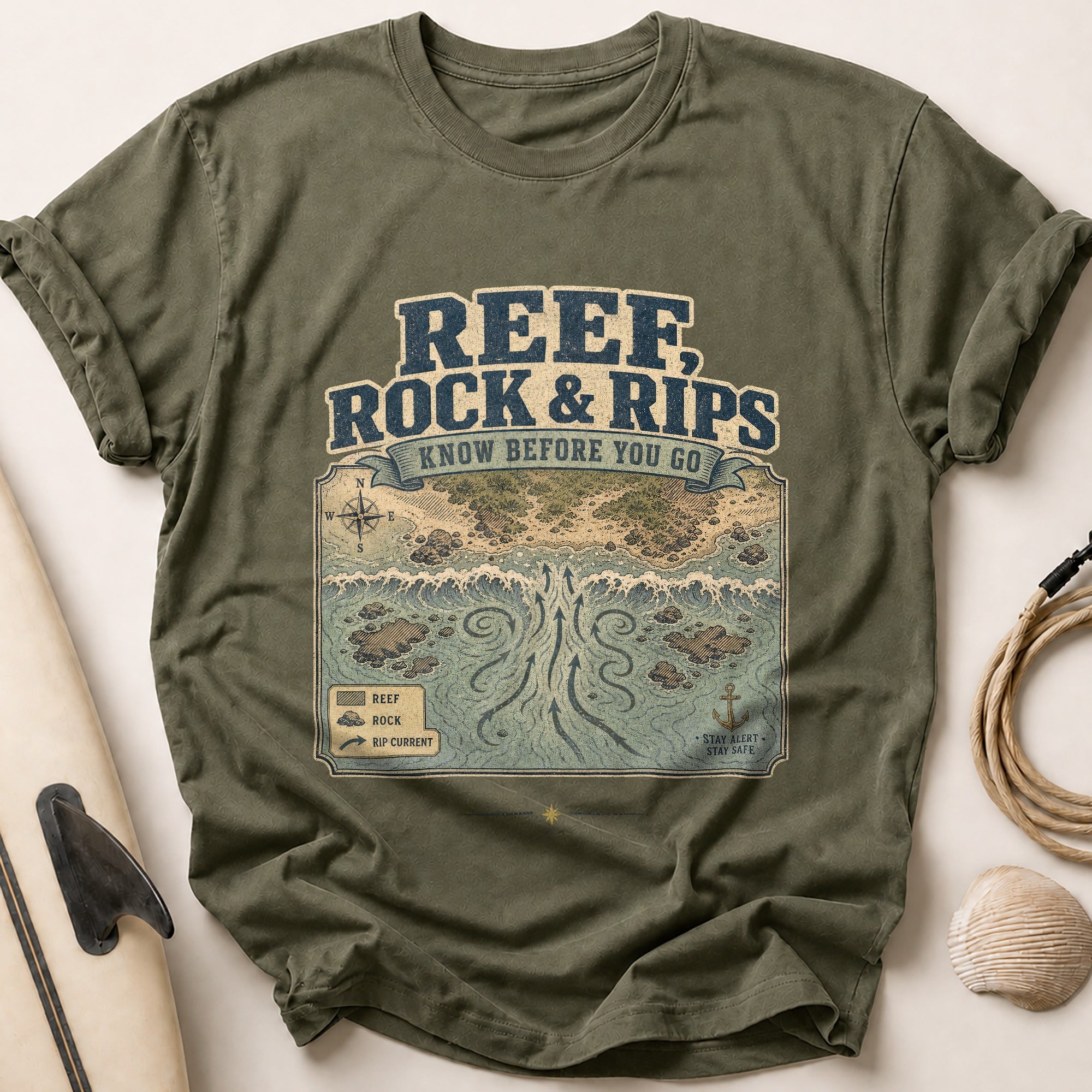 Reef, Rock & Rips Tee - Olive