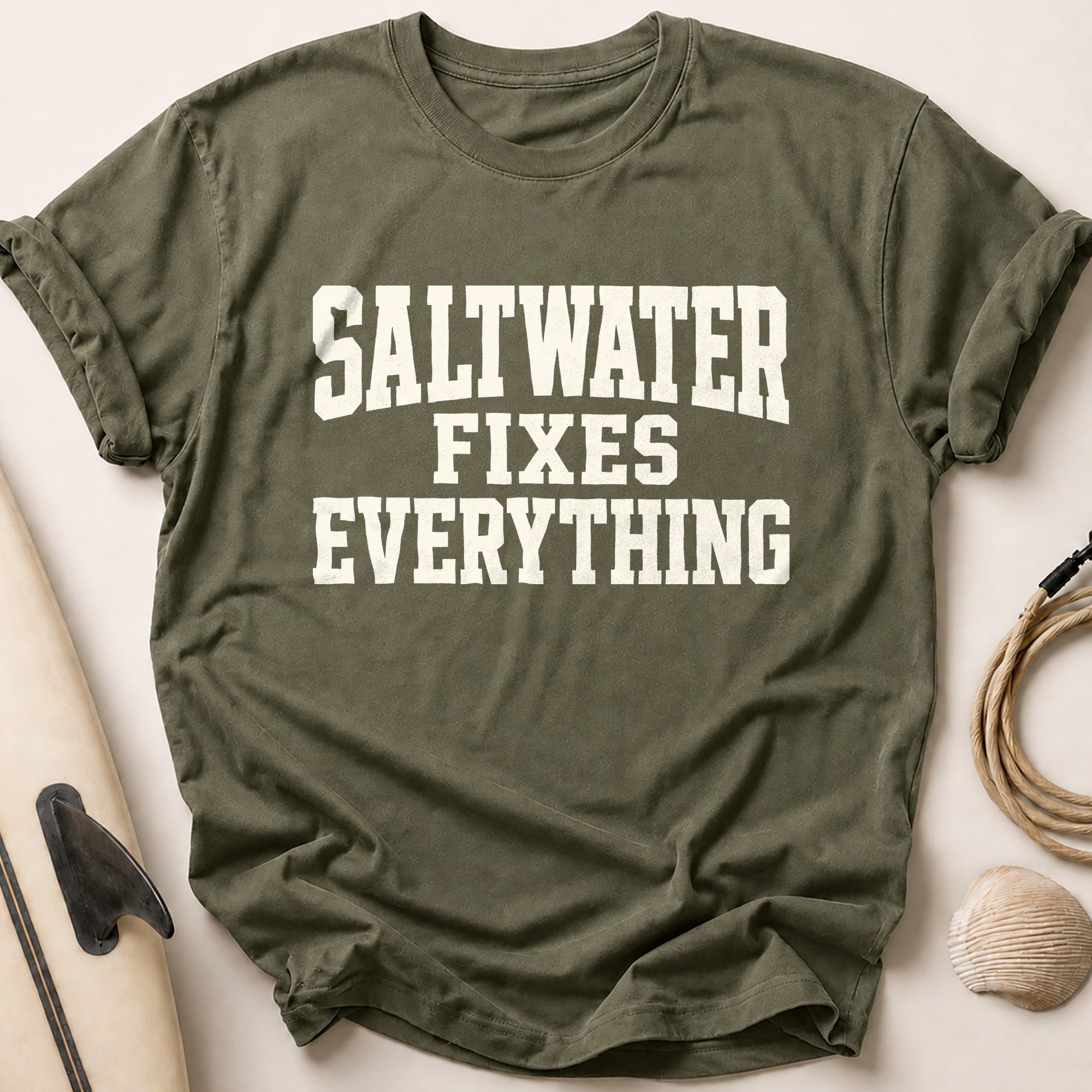 Saltwater Fixes Everything Tee - Olive