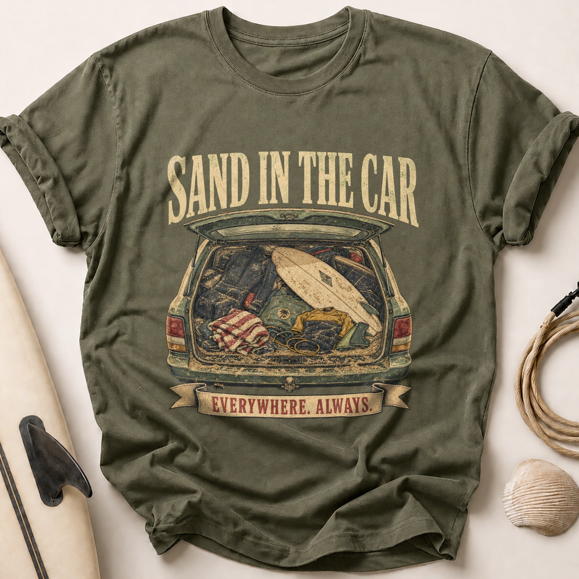 Sand In The Car Tee - Olive