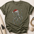 Santa Octopus Christmas Lights 63 Tee - Olive
