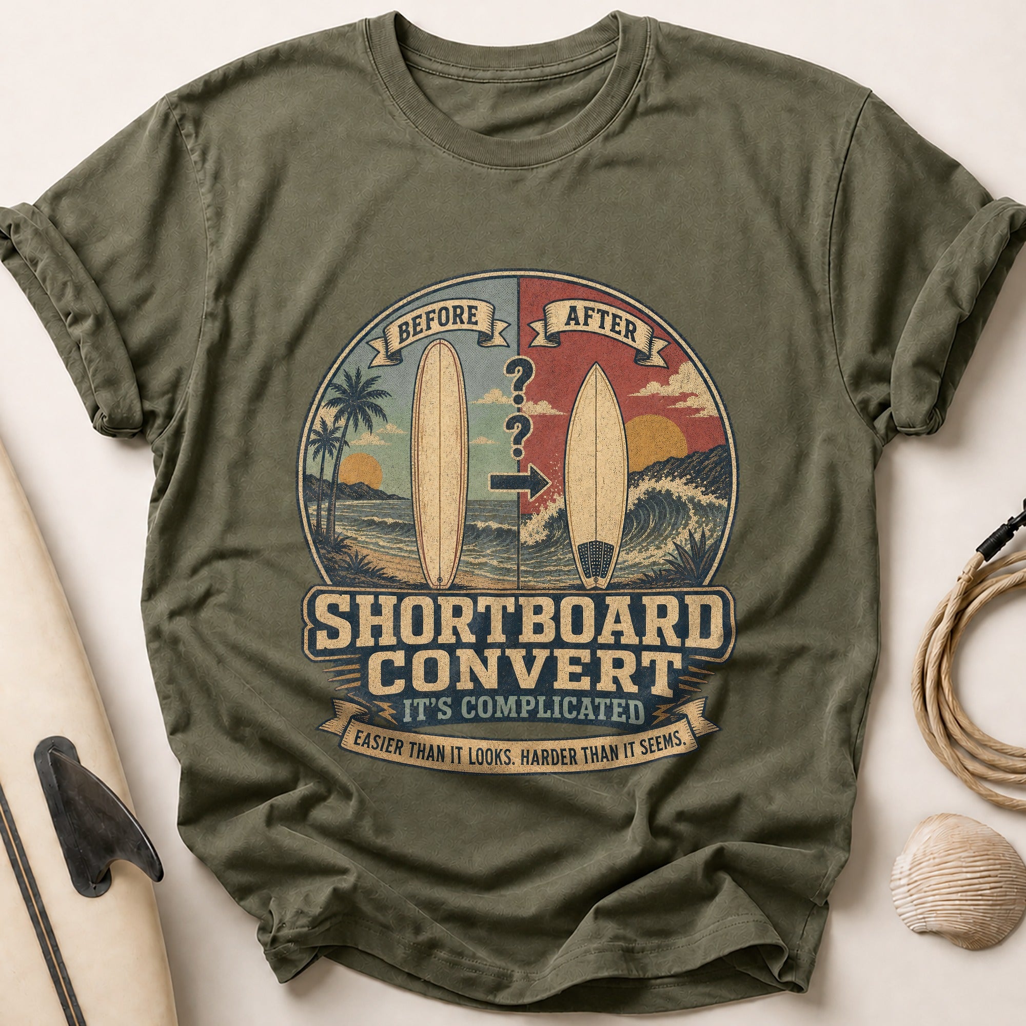 Shortboard Convert Tee - Olive