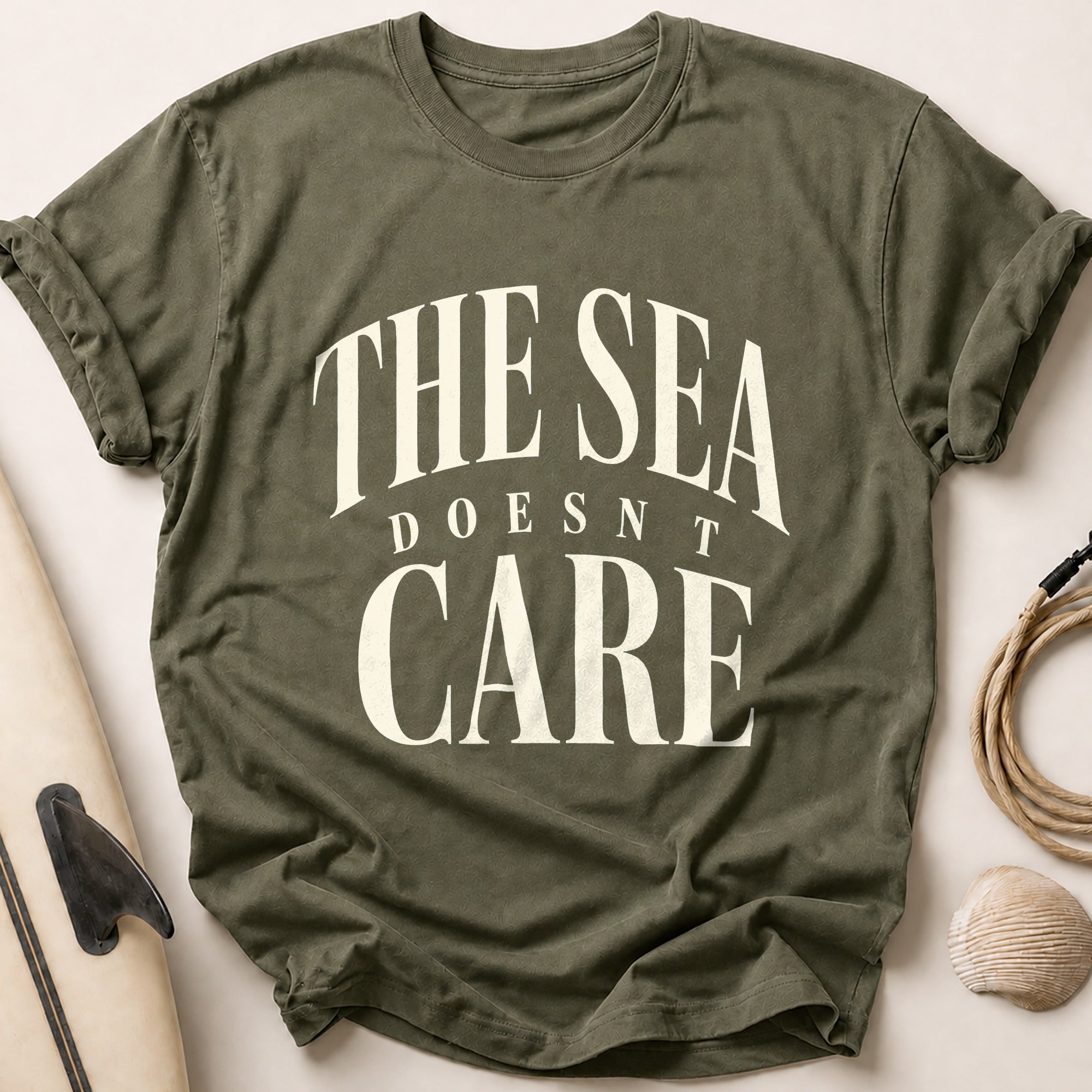 The Sea Doesn't Care Tee - Olive