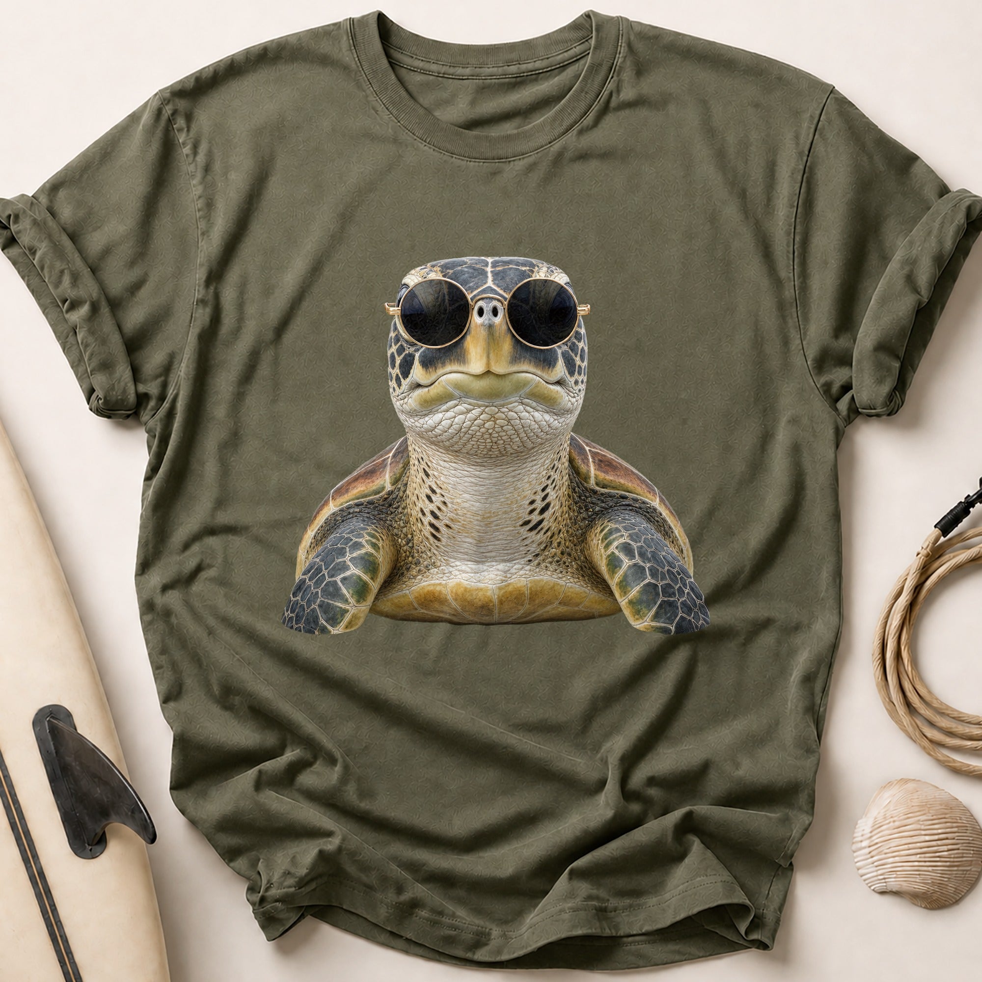 Turtle In Shades Tee - Olive