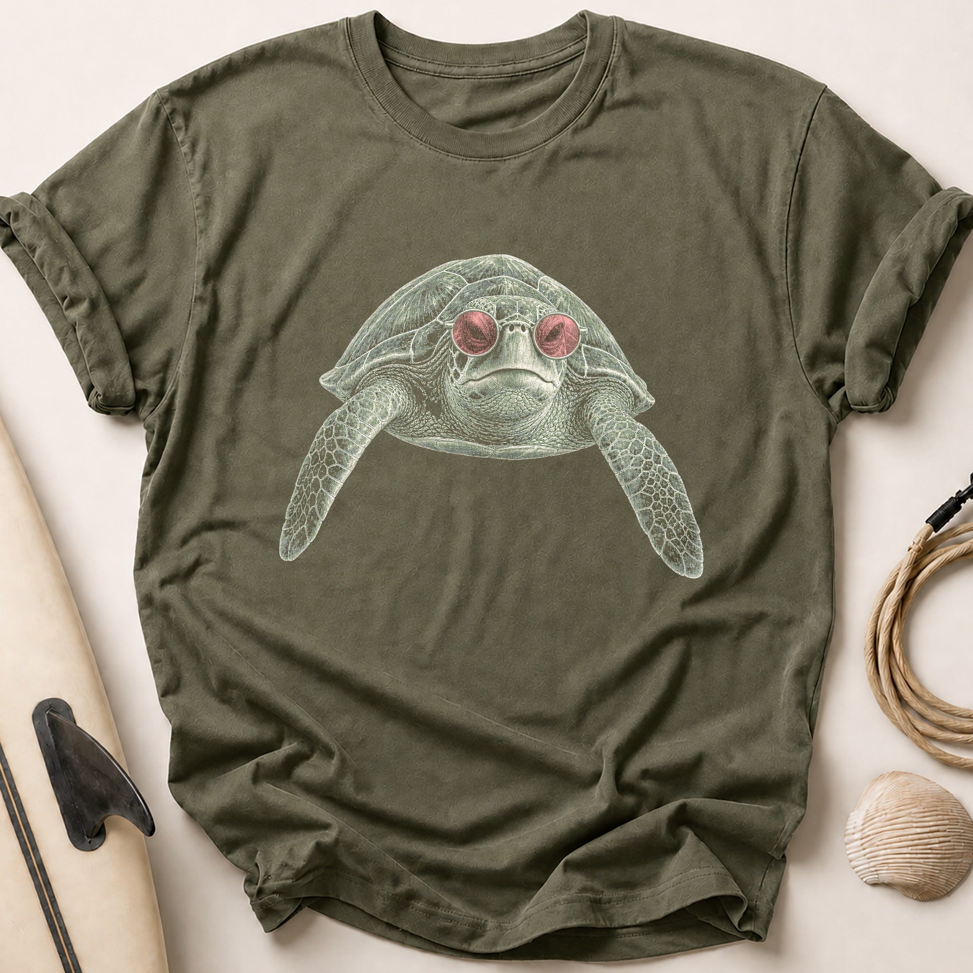 Turtle Rose Tee - Olive