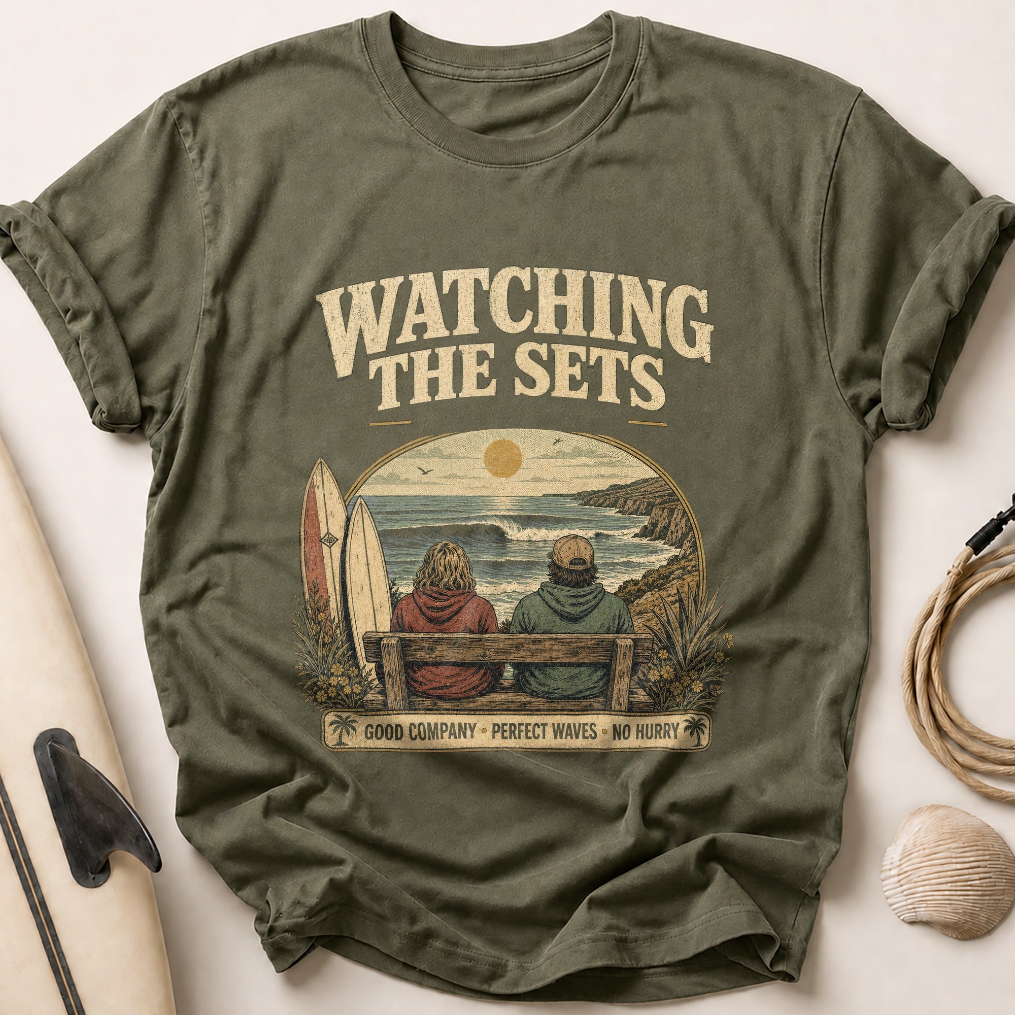 Watching The Sets Tee - Olive