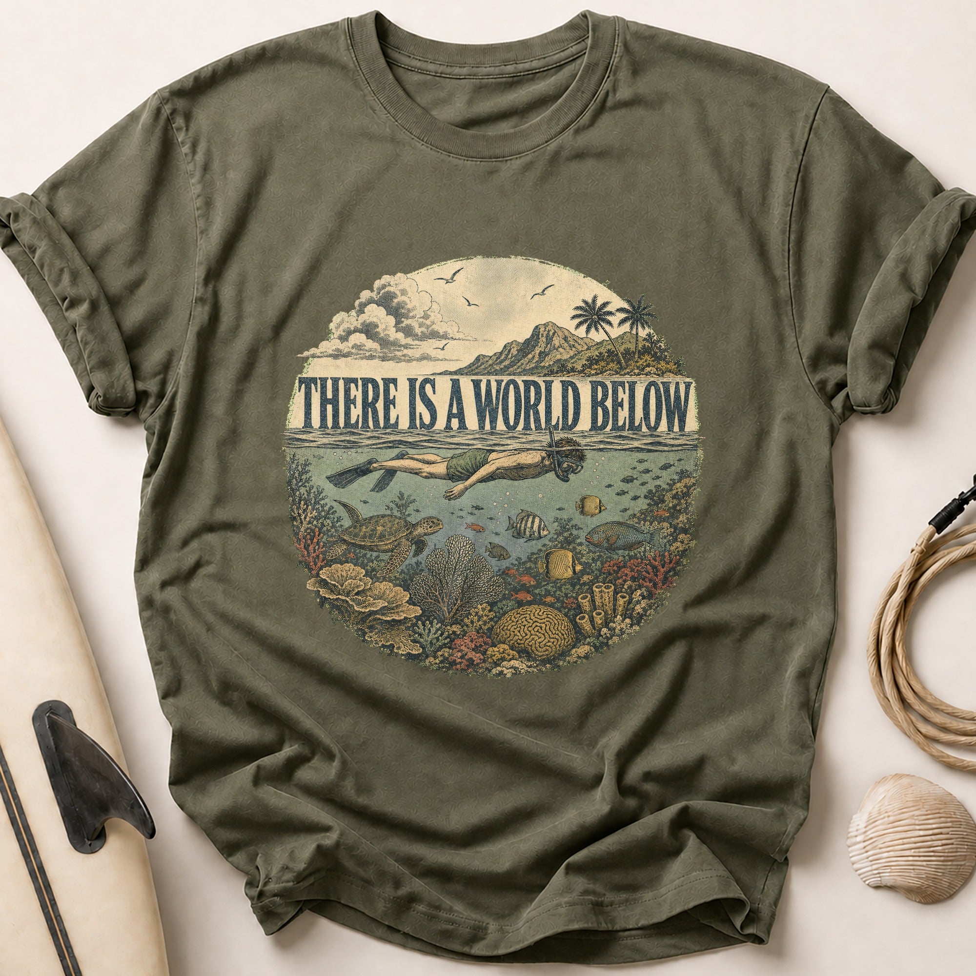 World Below Tee - Olive
