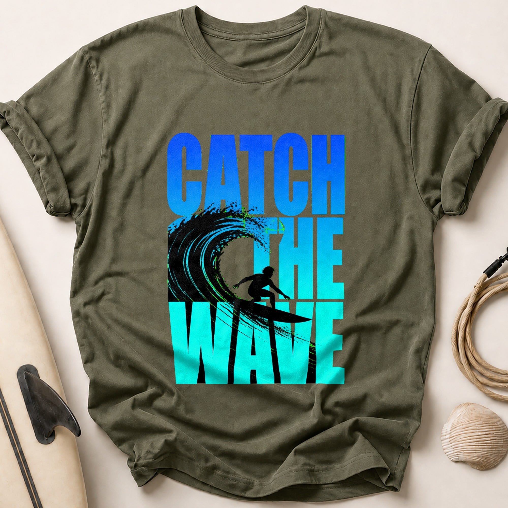 Catch the Wave Surfer Tee - Olive