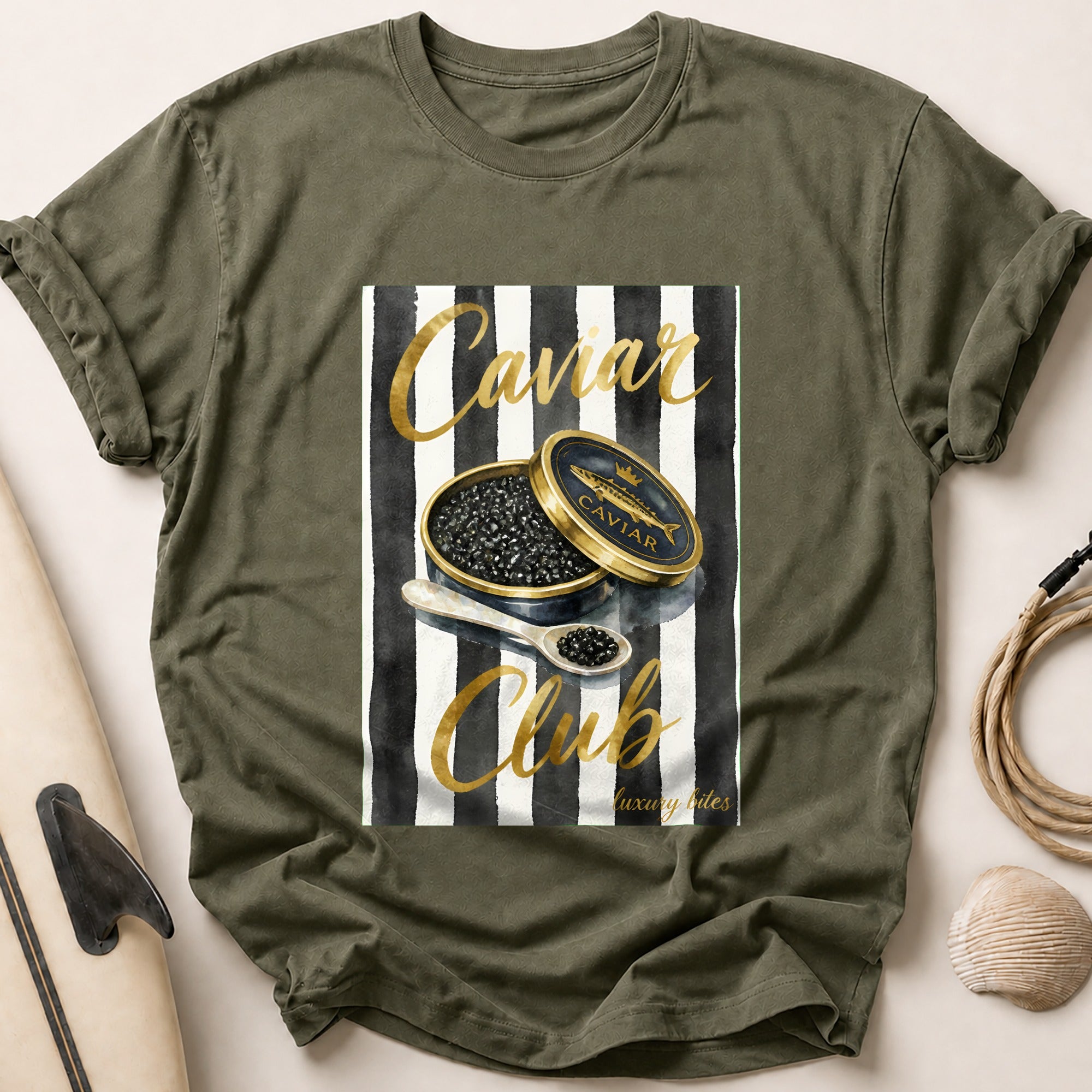 Caviar Club Bites Tee - Olive