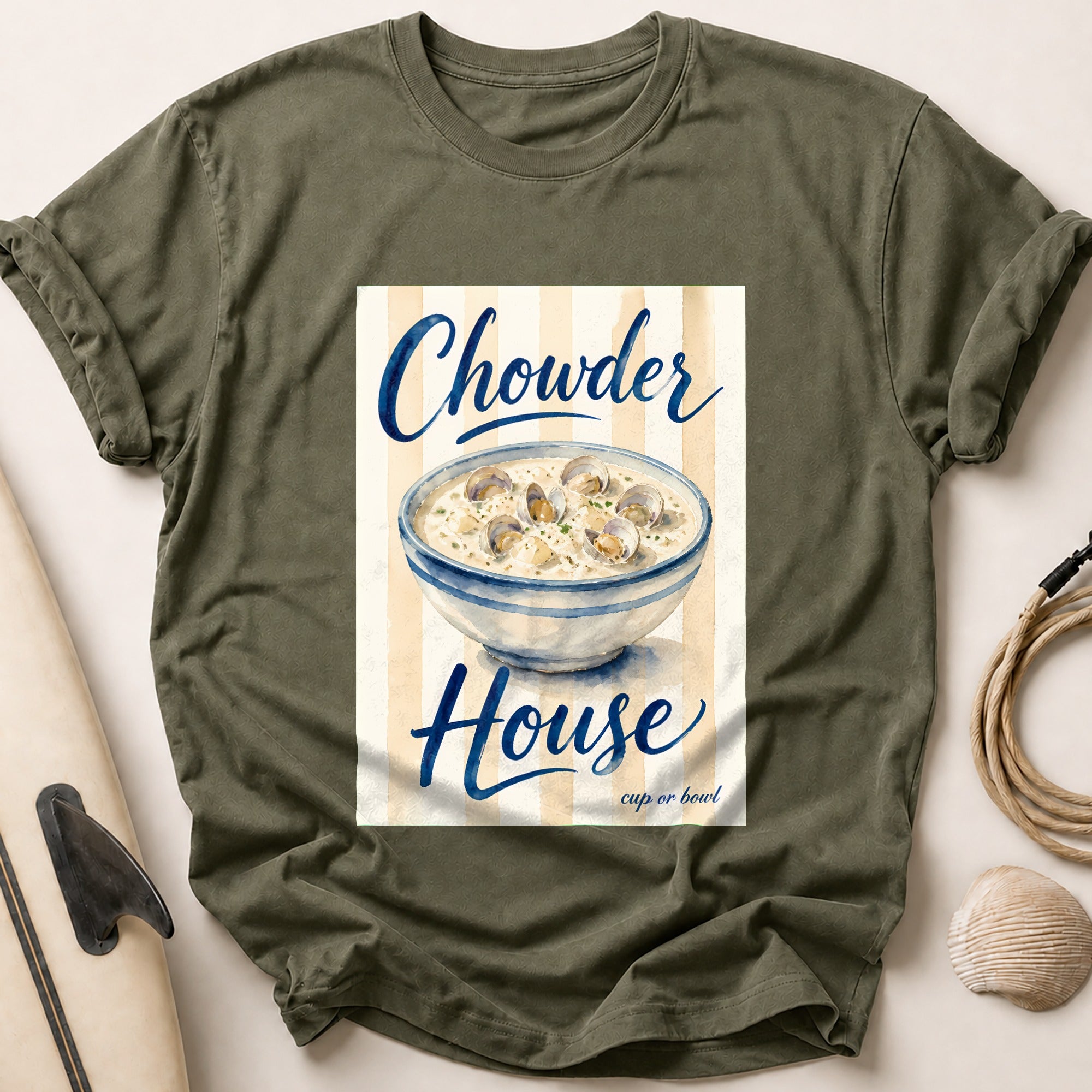 Chowder House Seafood Soup Tee - Olive