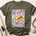 Cod and Chips Seaside Classic Fish Food Tee - Olive