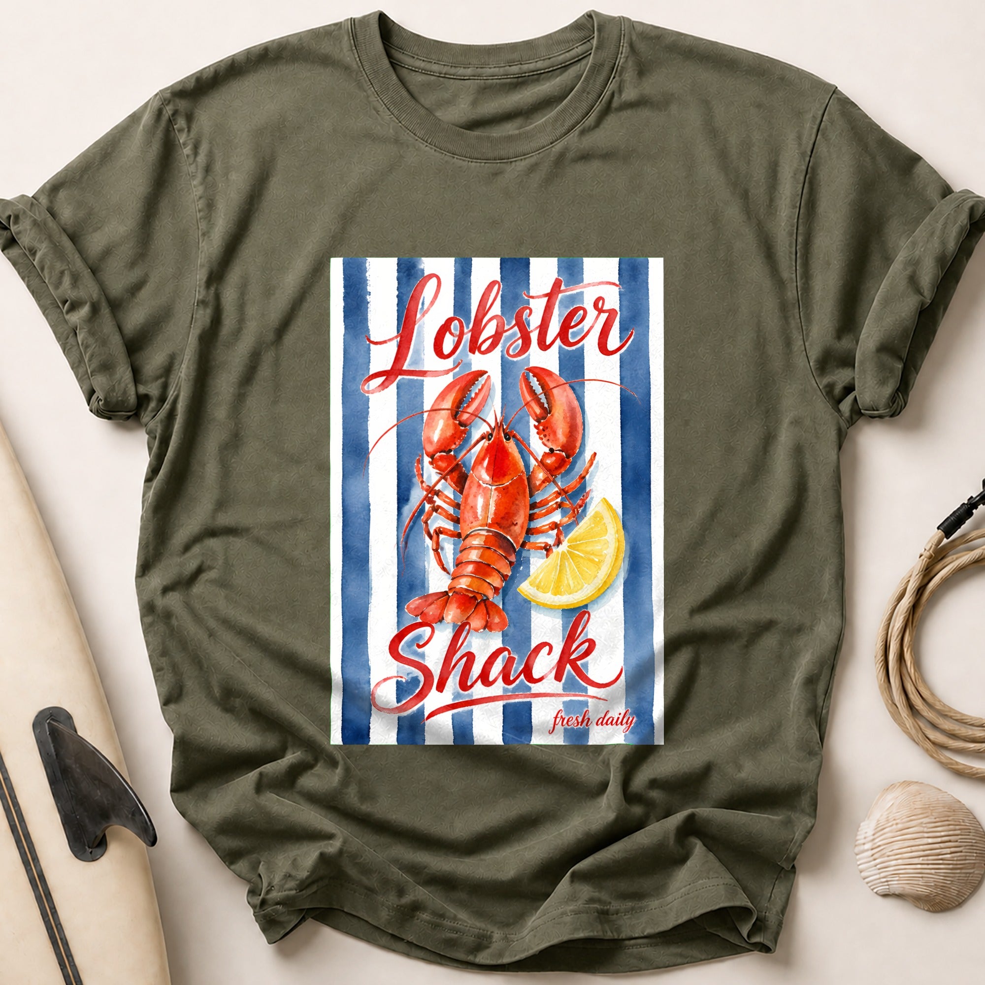 Lobster Shack Seafood Restaurant Fresh Daily Tee - Olive