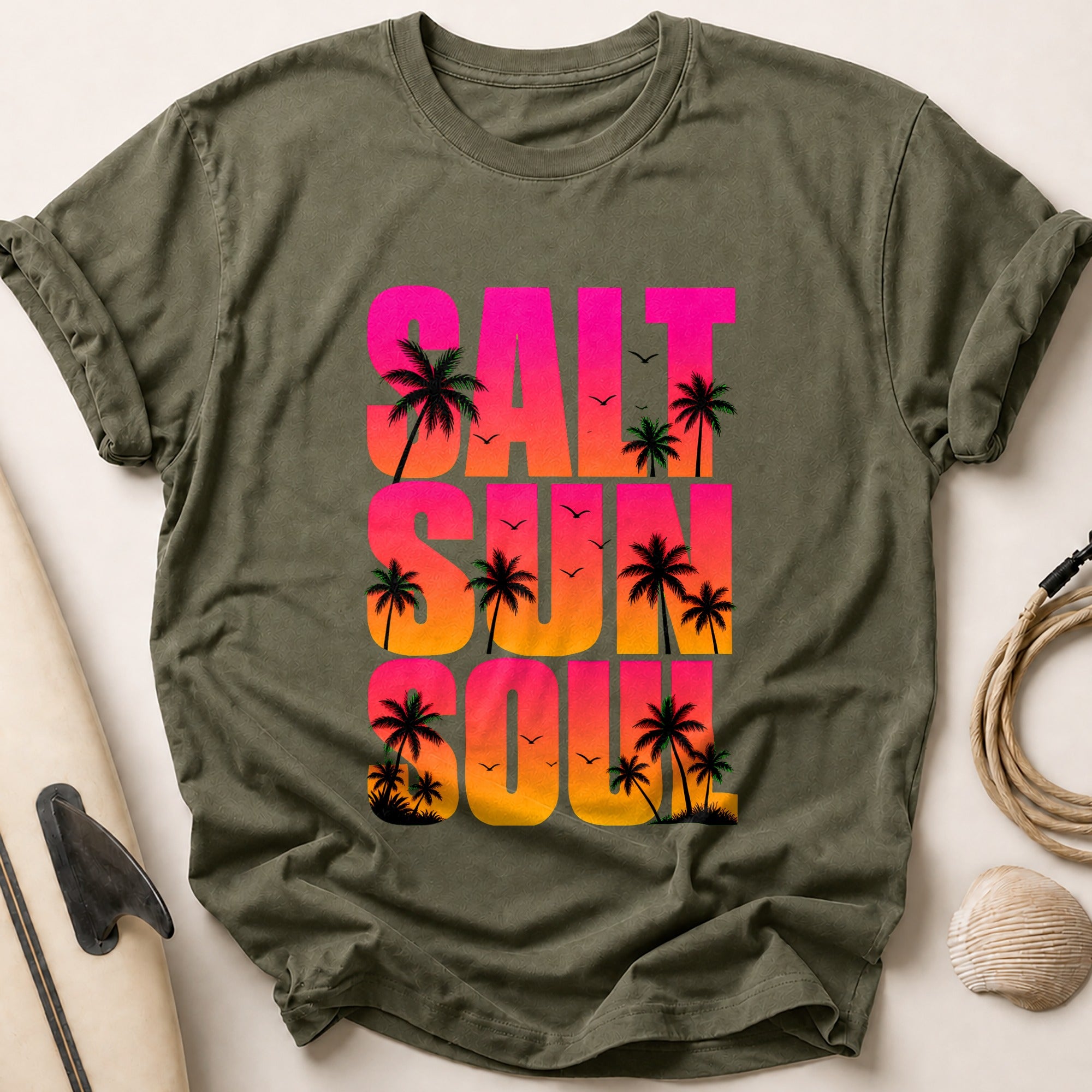 Salt Life Tropical Palm Beach Tee - Olive