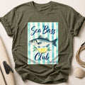 Sea Bass Club Line Caught Fishing Lemon Tee - Olive