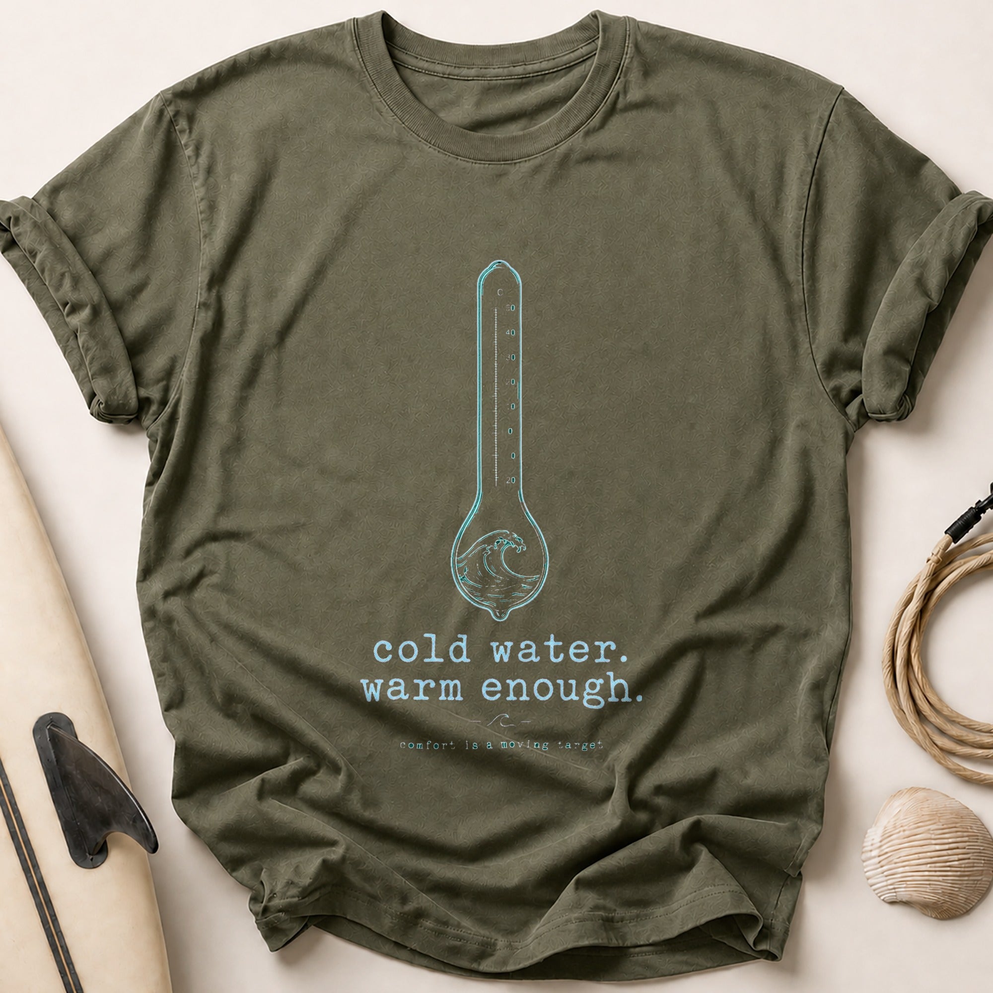 cold water. warm enough. Tee - Olive
