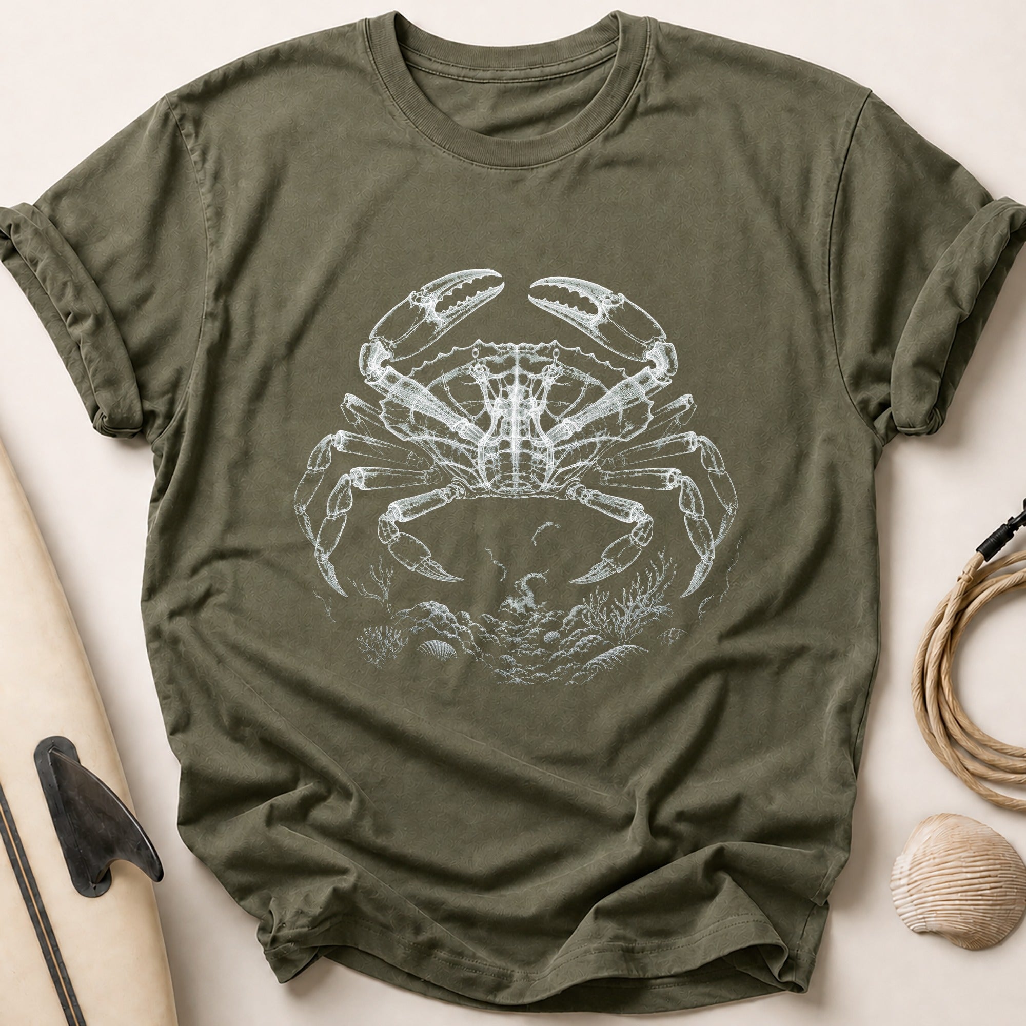 Single Line Crab Tee - Olive