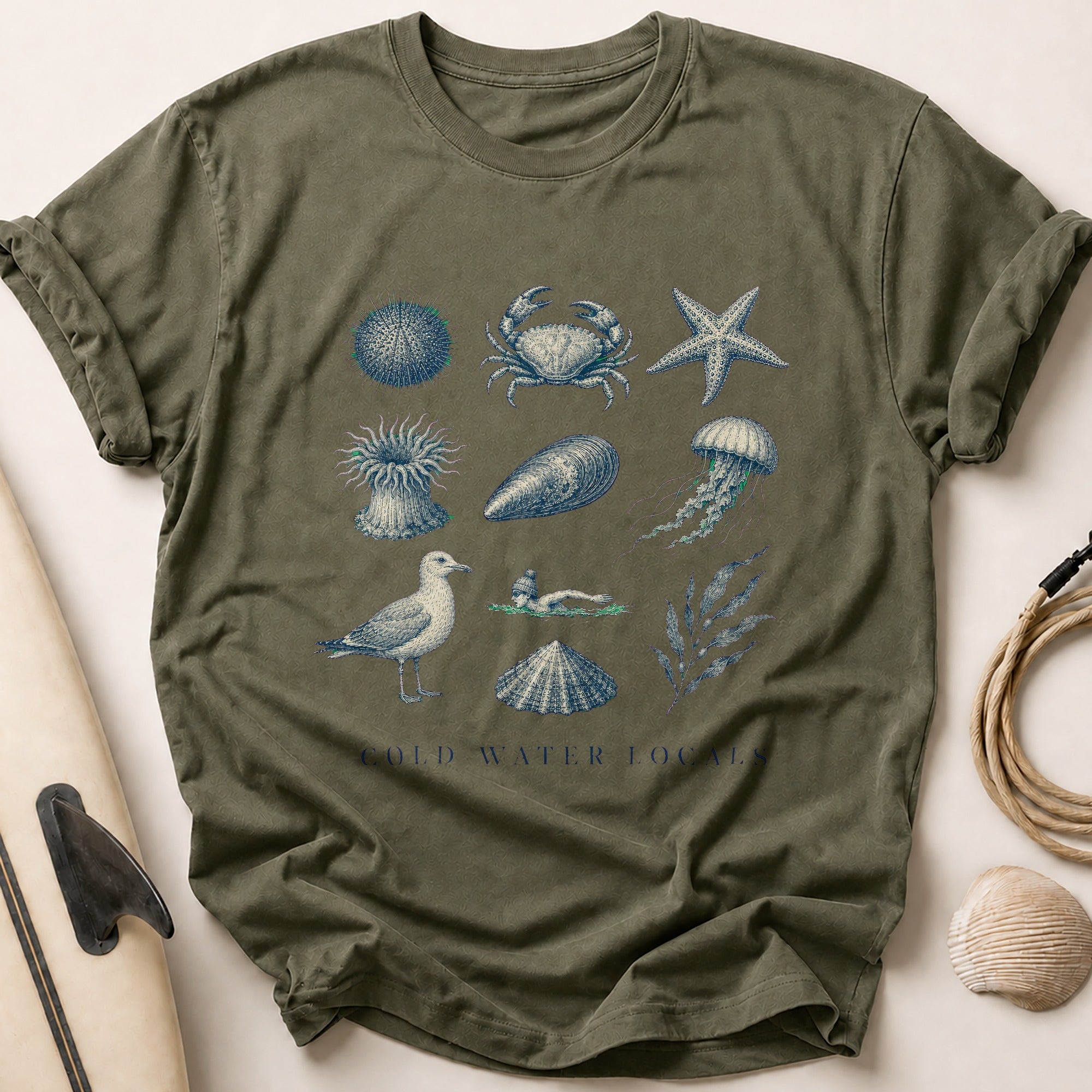 COLD WATER LOCALS Tee - Olive