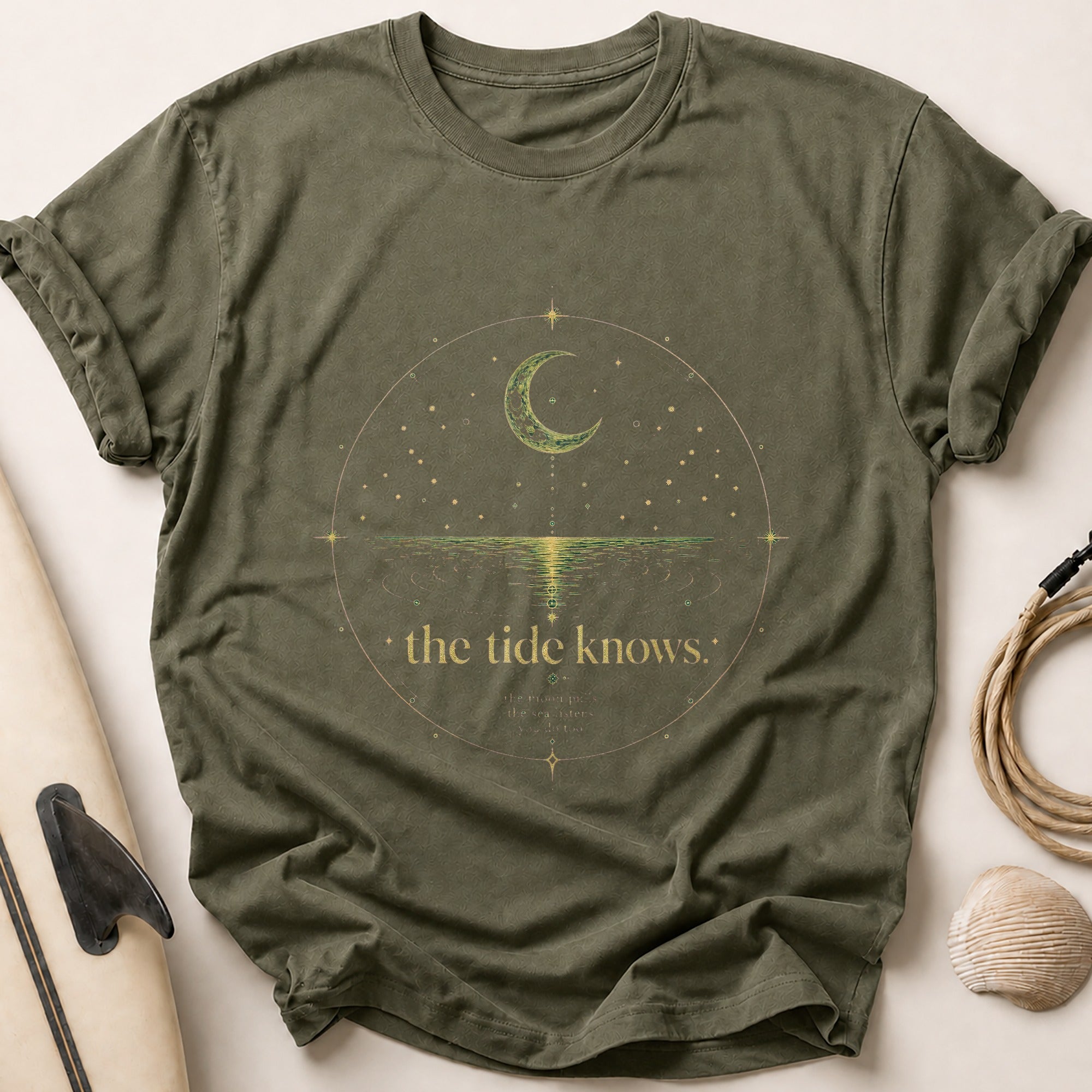 the tide knows. Tee - Olive