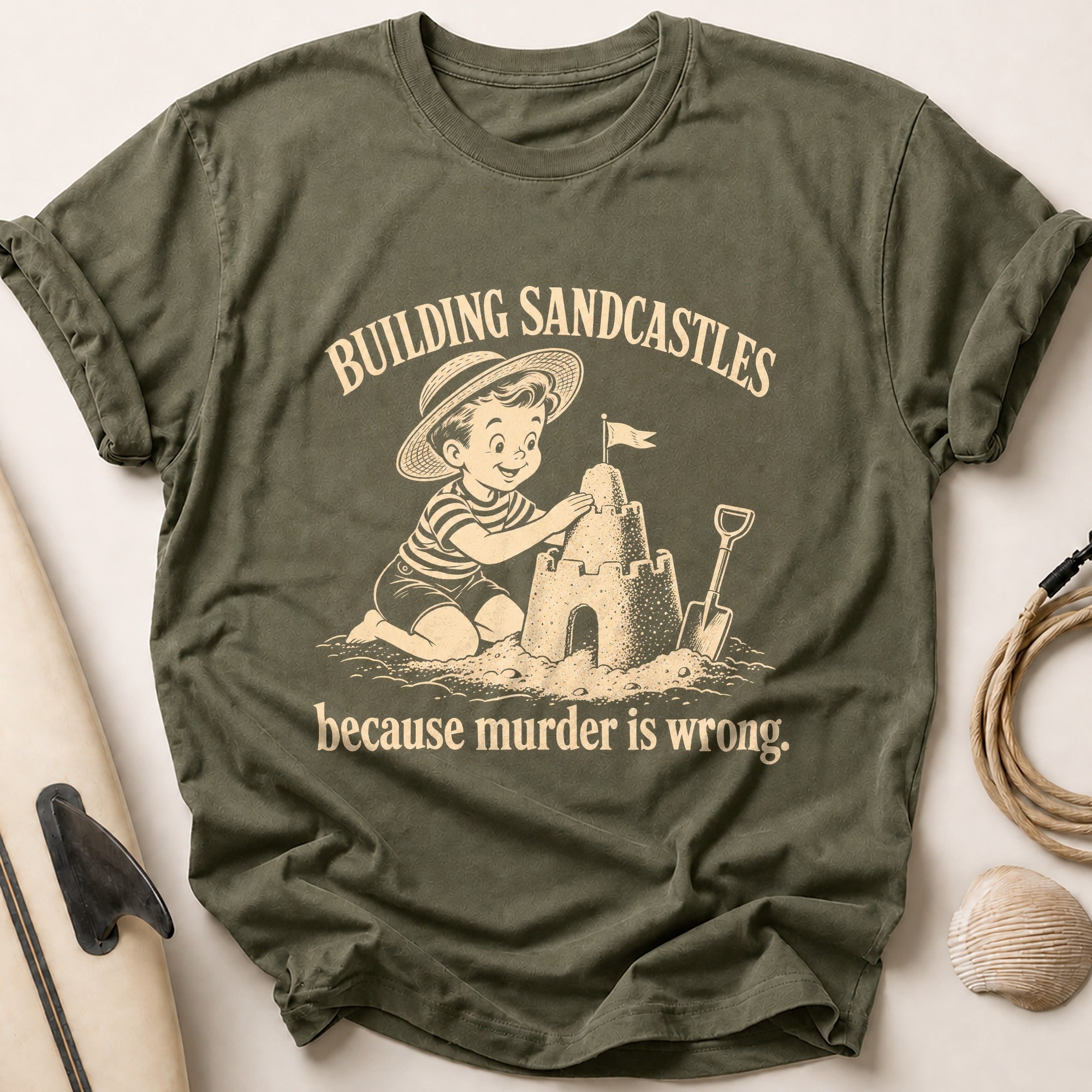 BUILDING SANDCASTLES Tee - Olive