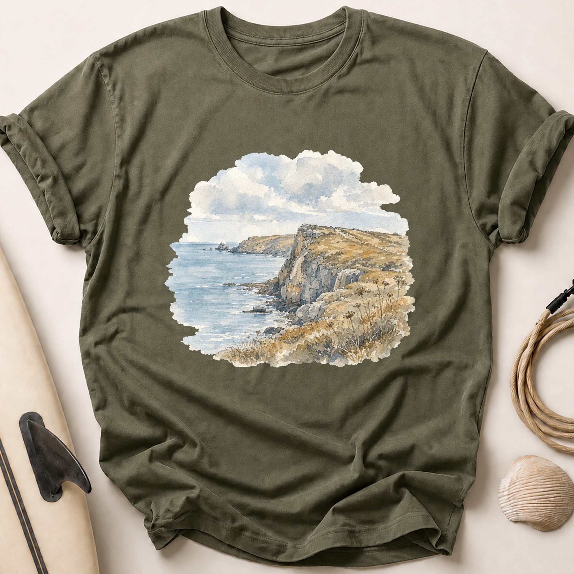 Watercolour Headland Tee - Olive