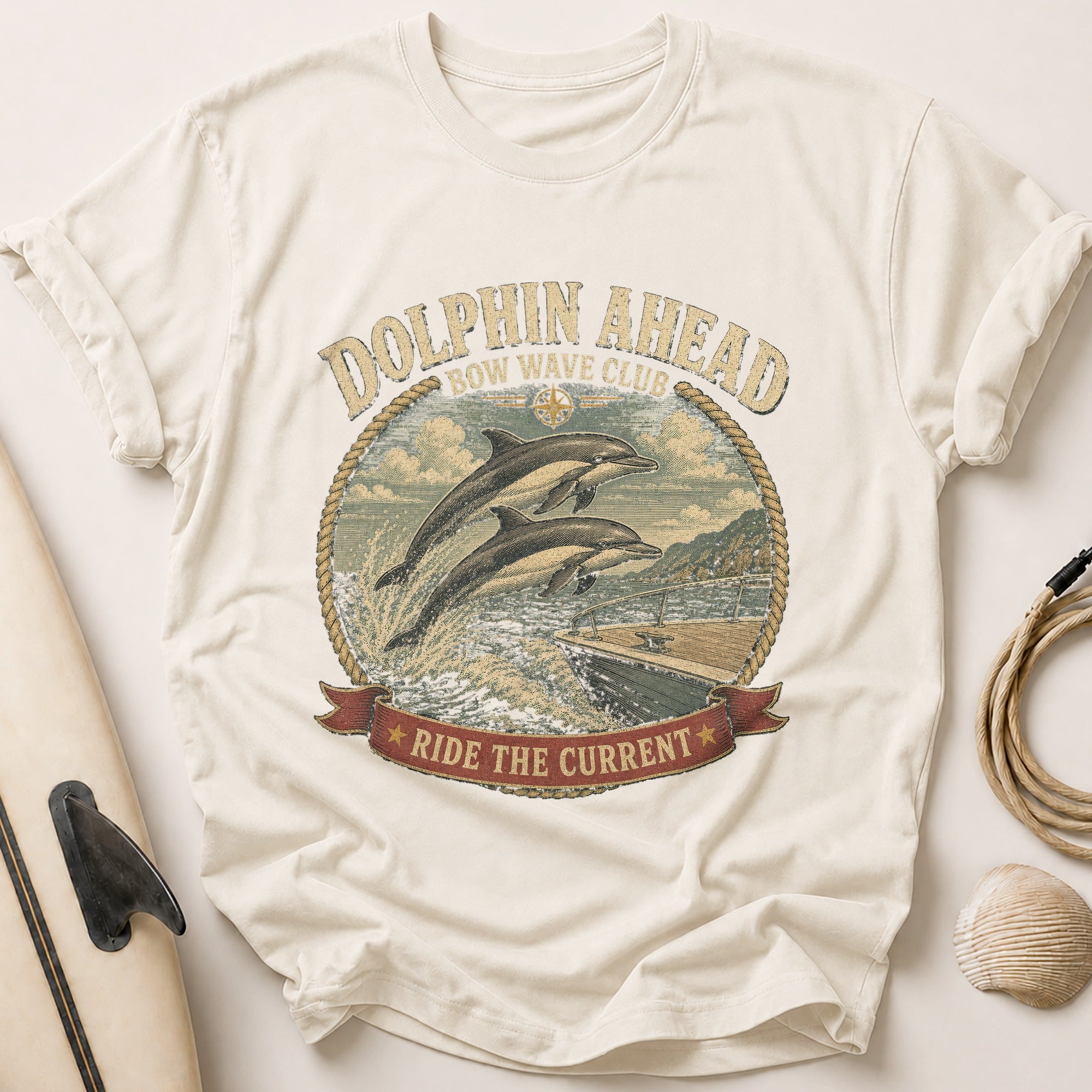 Dolphin Ahead Tee - Stone