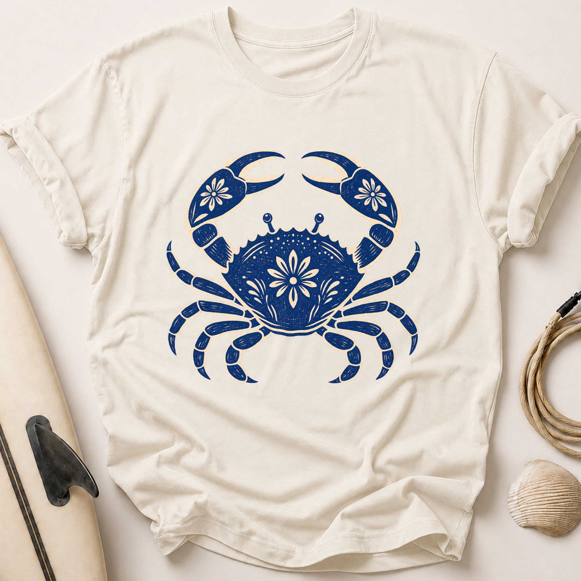 Folkweave Crab Tee - Stone