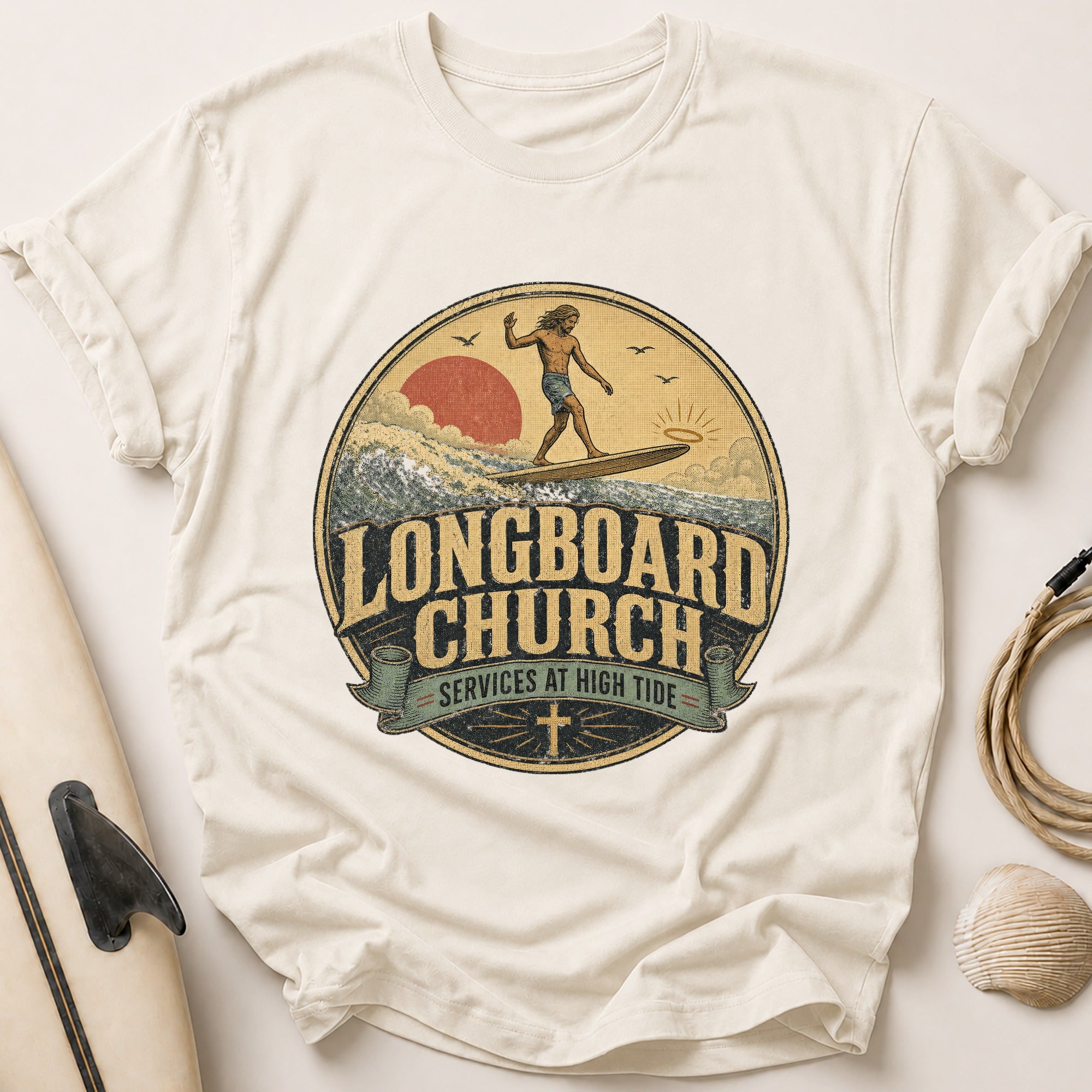 Longboard Church Tee - Stone