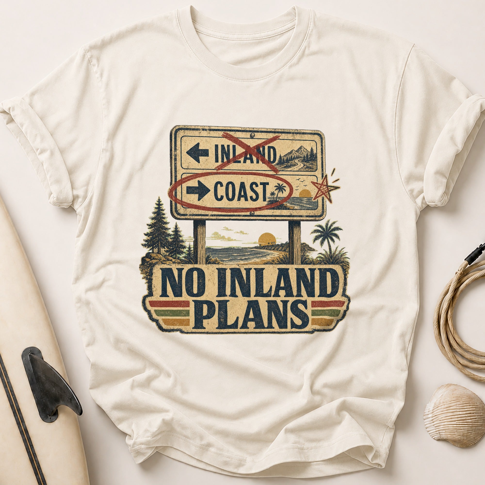 No Inland Plans Tee - Stone