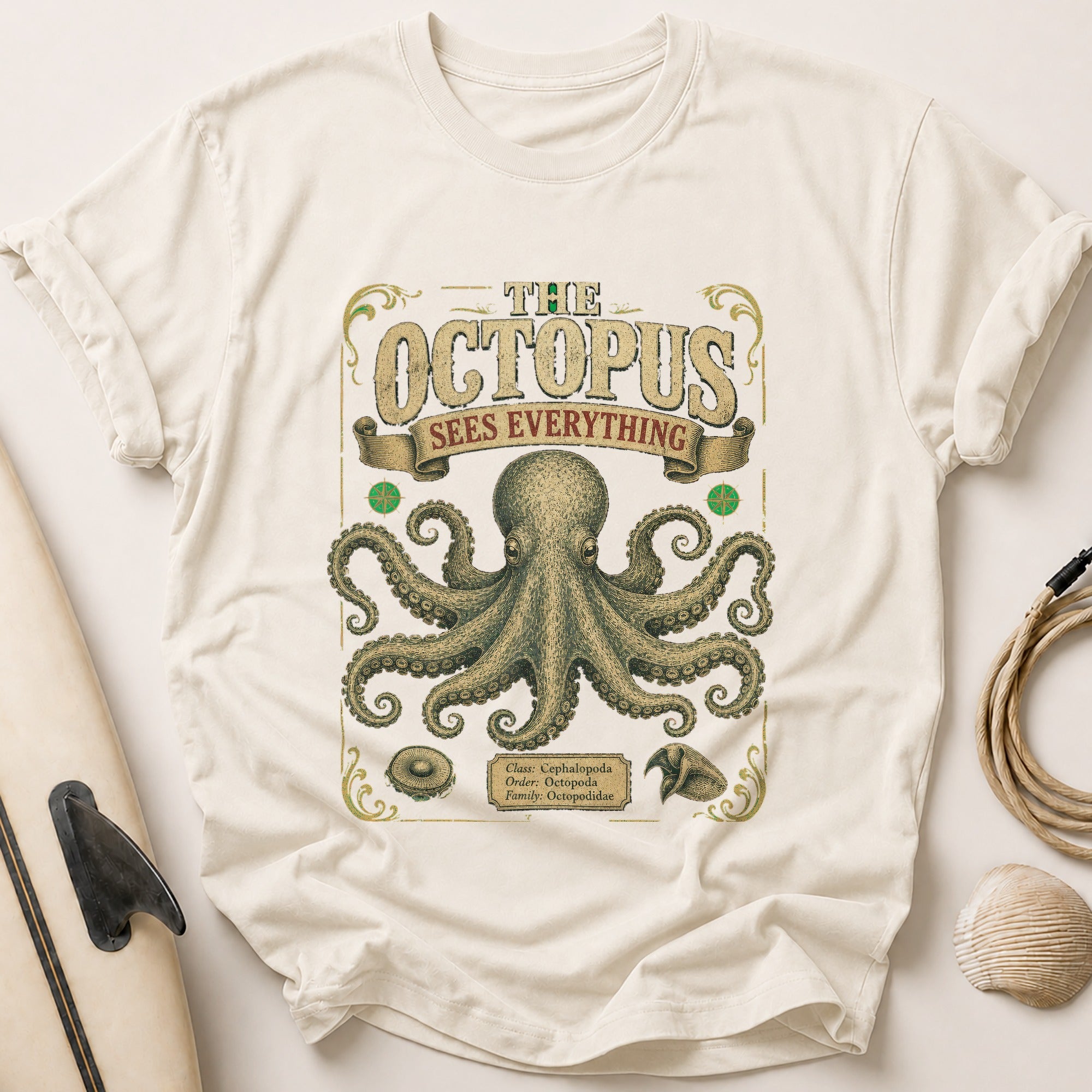 Octopus Sees Everything Tee - Stone