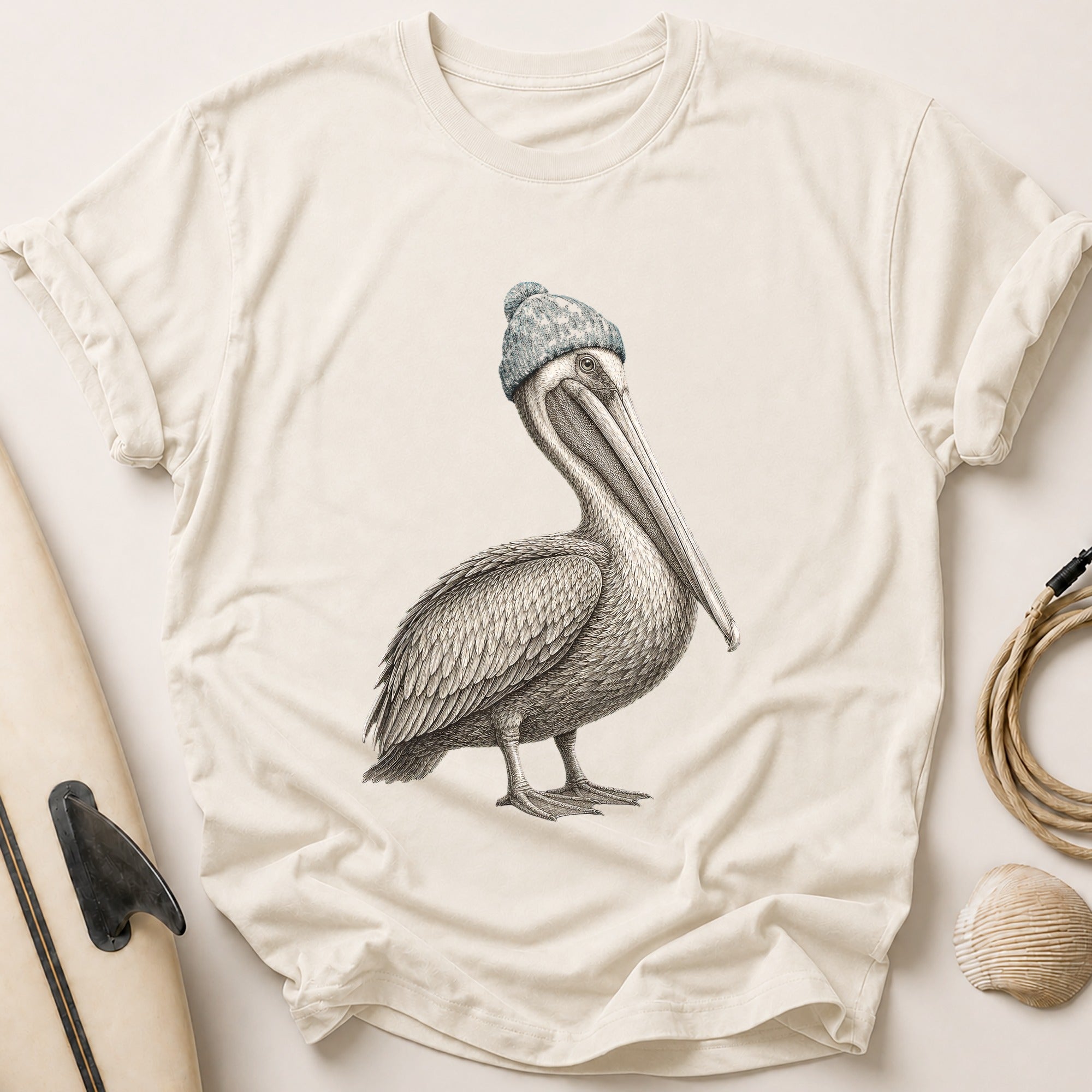 Pelican in Beanie Tee - Stone