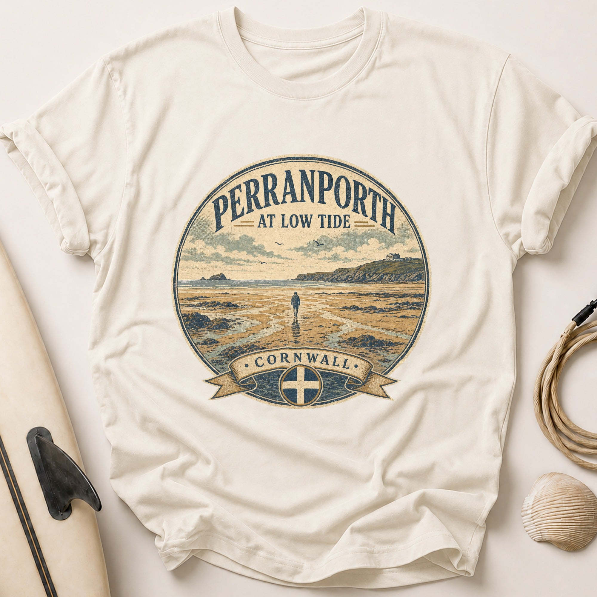 Perranporth Low Tide Tee - Stone