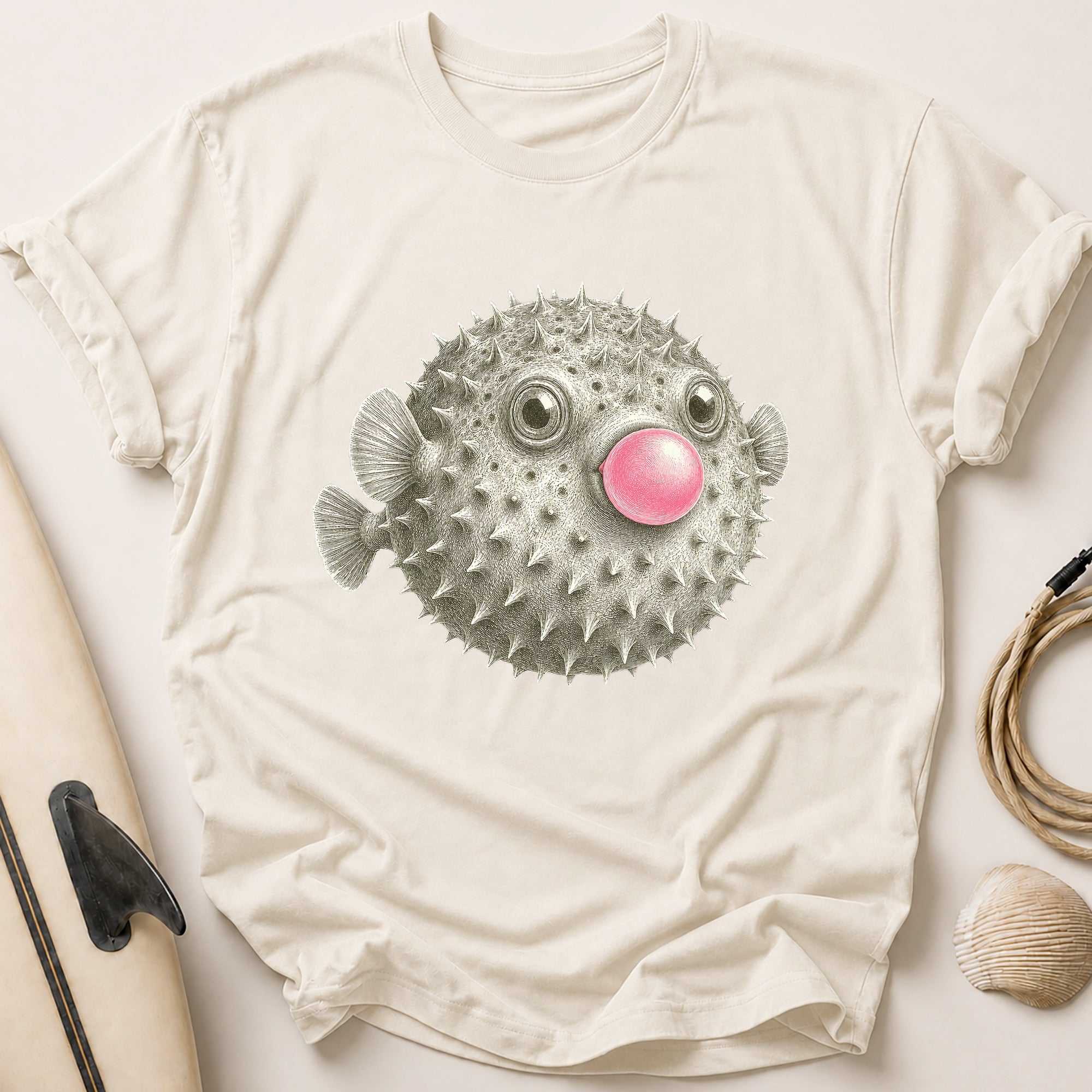 Pufferfish Tee - Stone