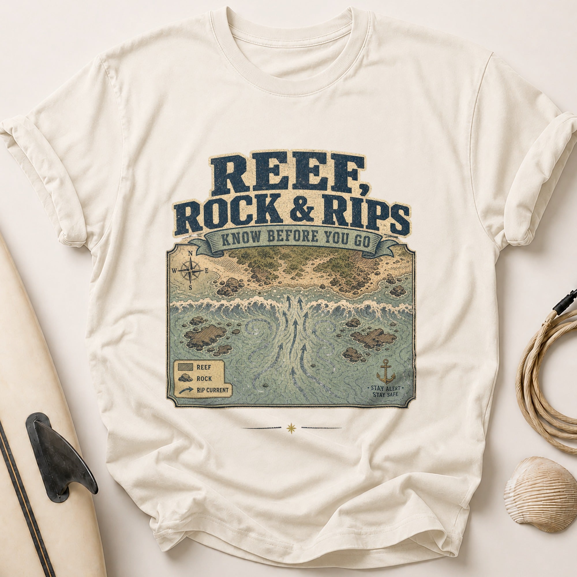 Reef, Rock & Rips Tee - Stone