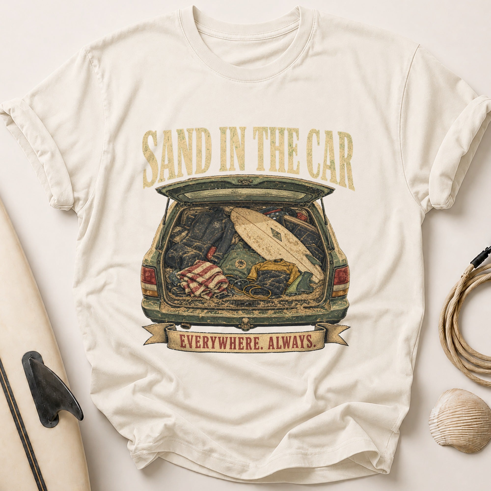 Sand In The Car Tee - Stone