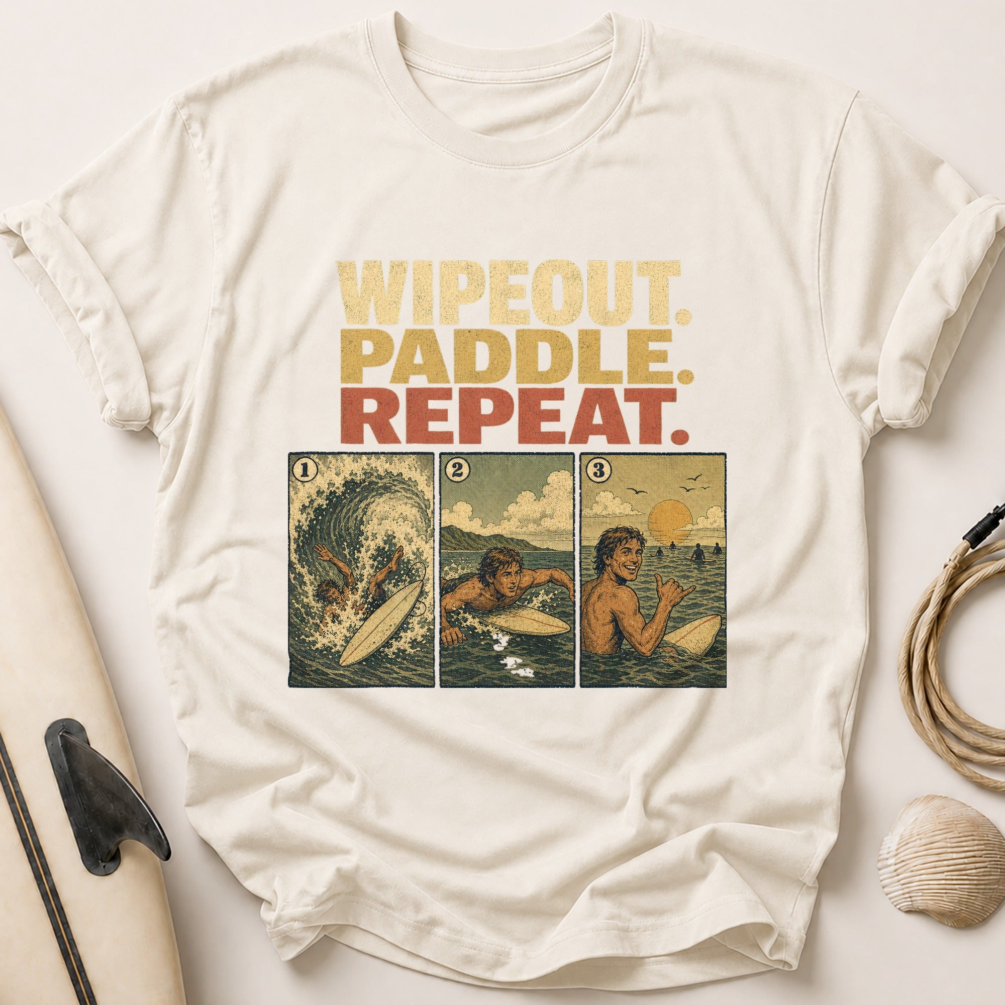 Wipeout Paddle Repeat Tee - Stone