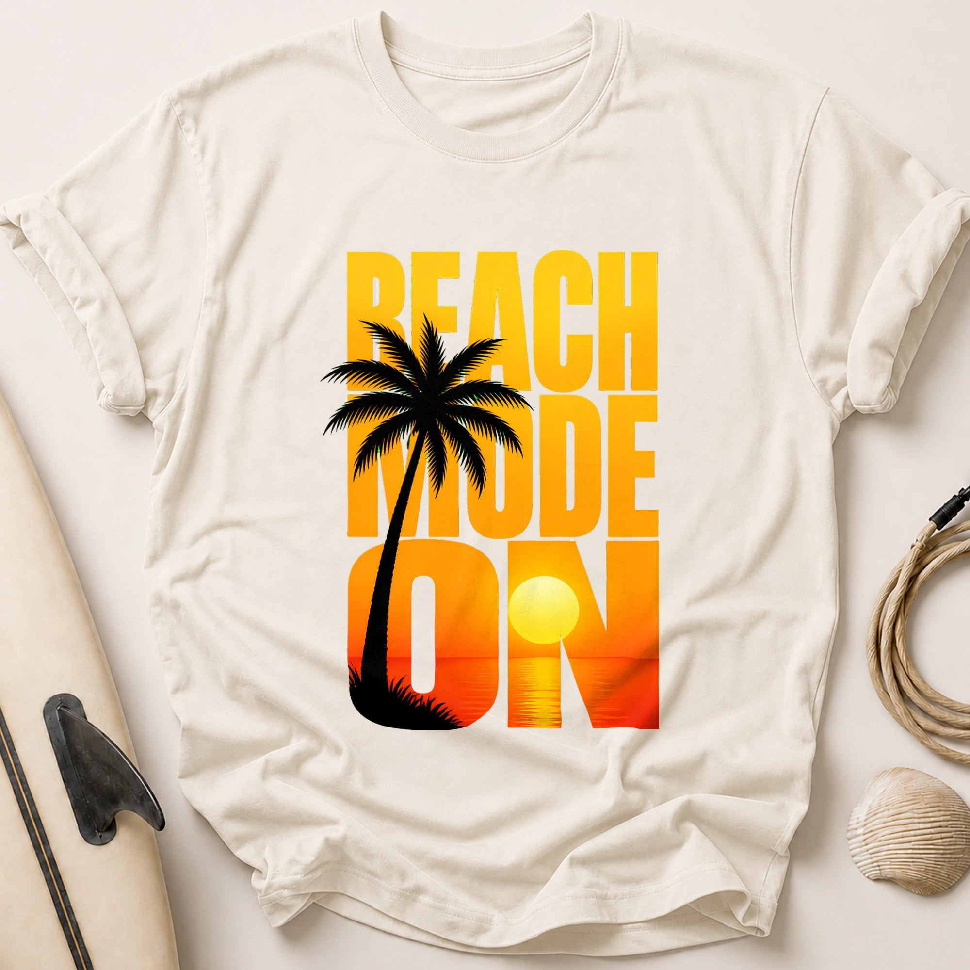 Beach Mode on Tropical Palm Summer Tee - Stone