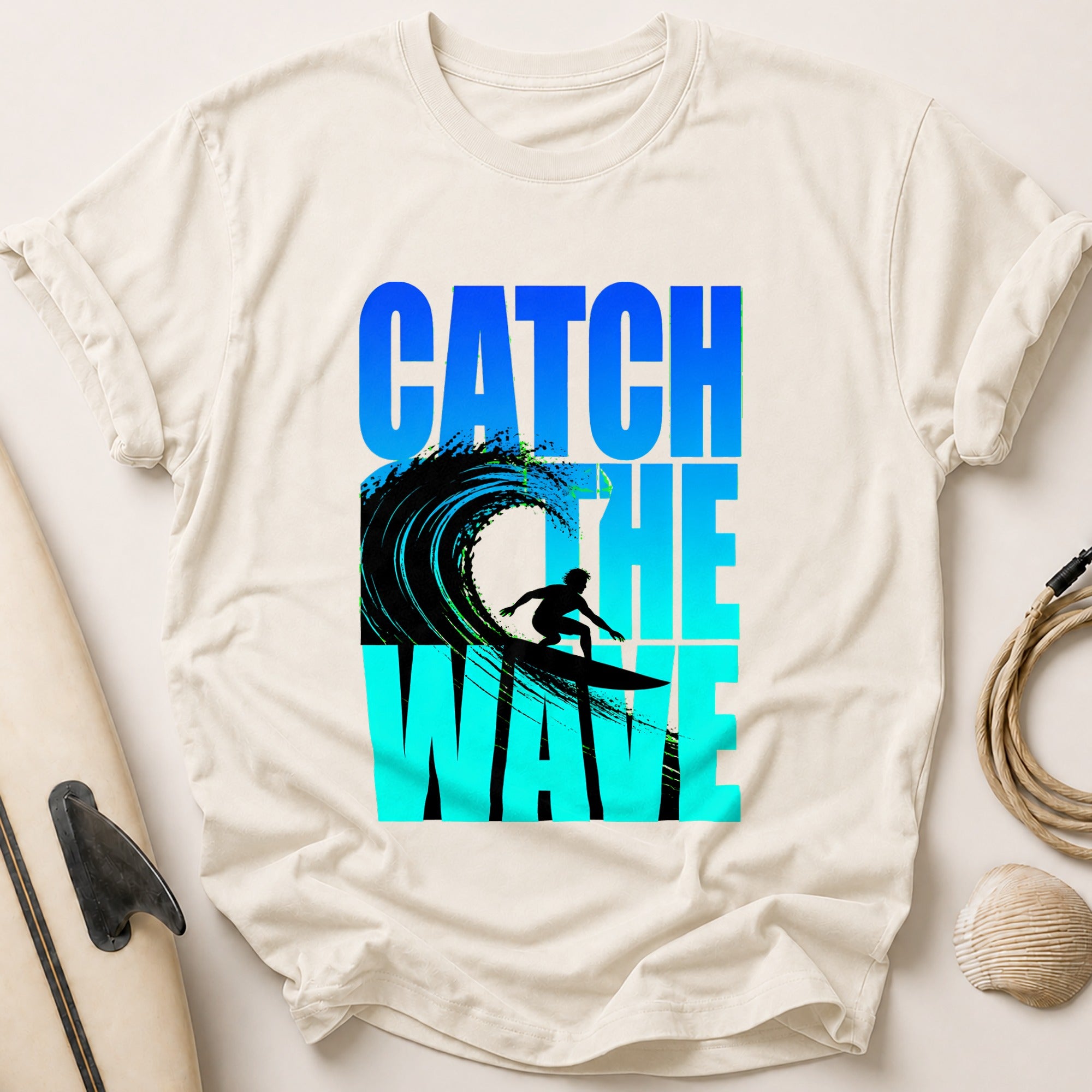 Catch the Wave Surfer Tee - Stone