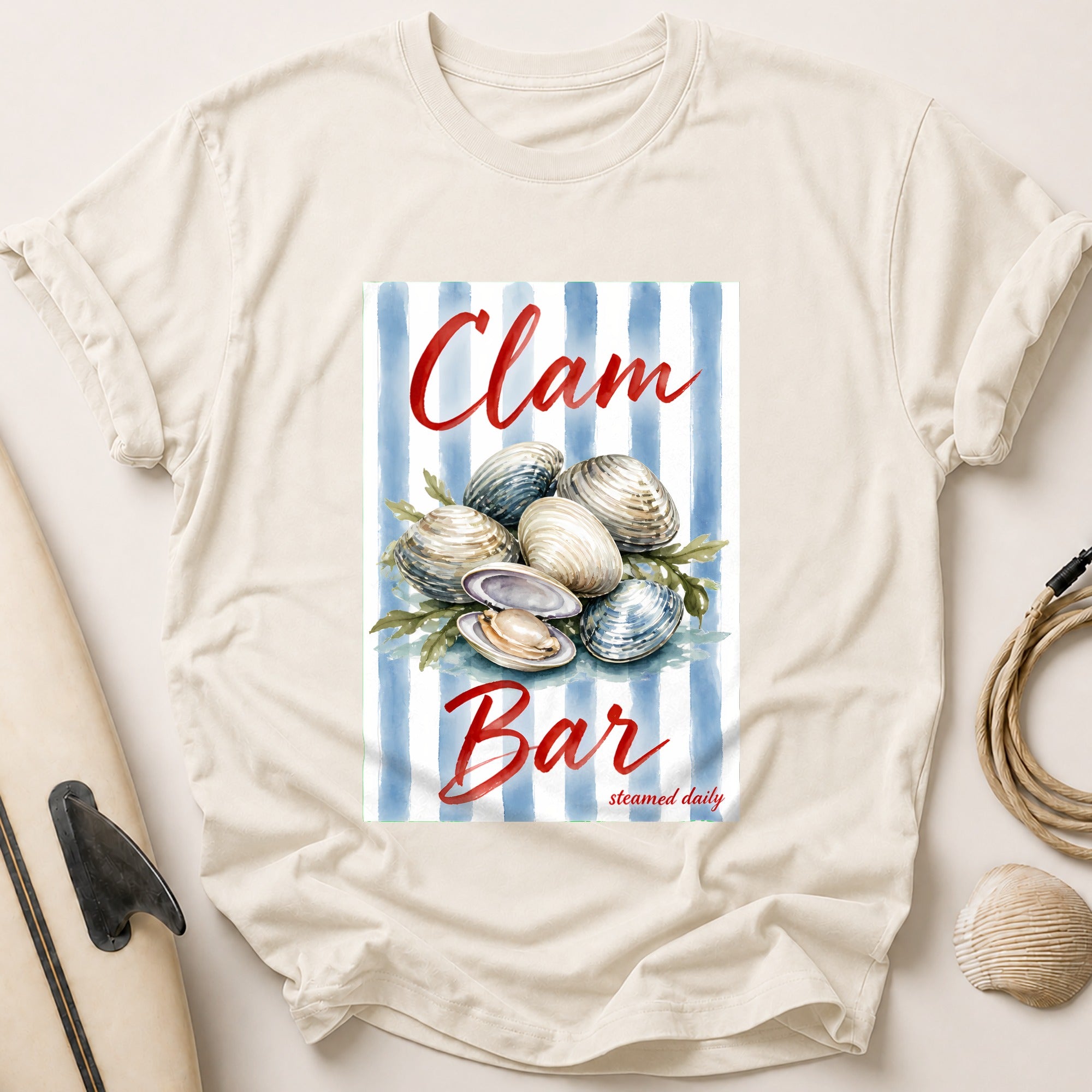 Clam Bar Steamed Seafood Casual Tee - Stone