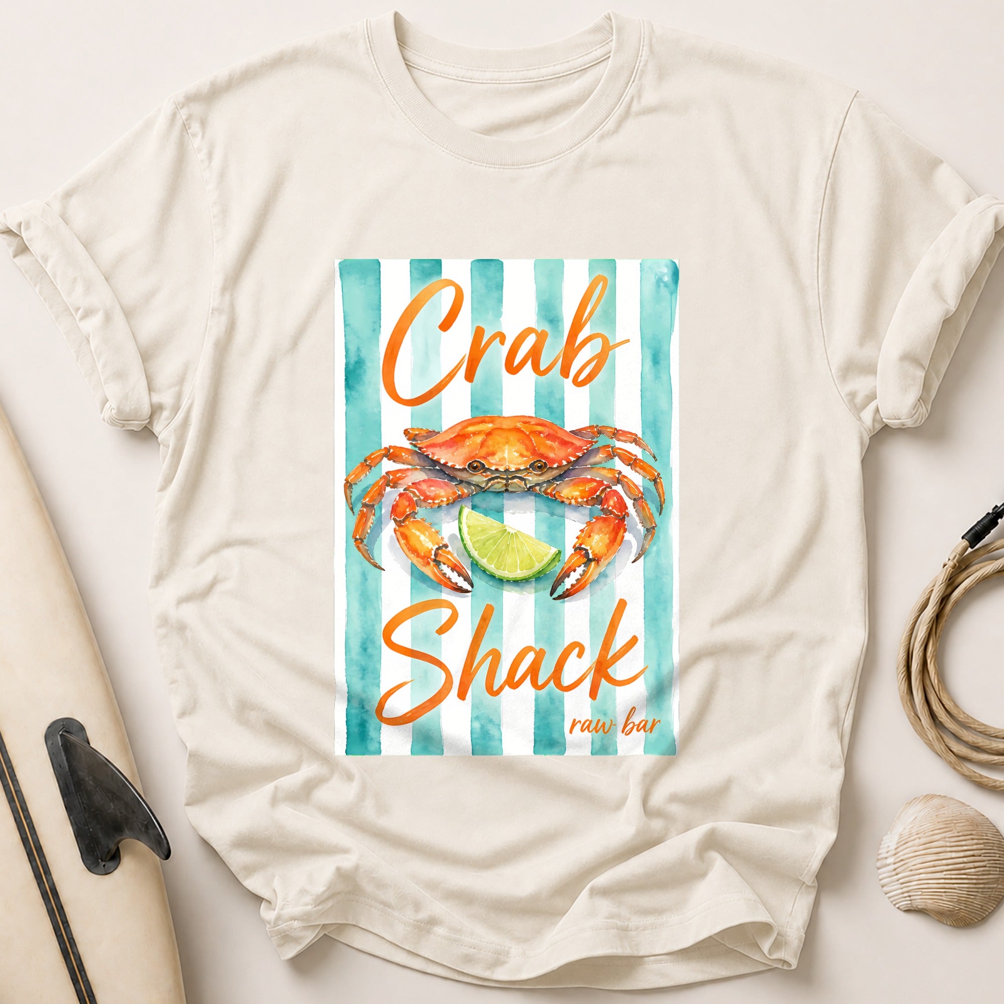 Crab Shack Raw Bar Seafood Coastal Tee - Stone