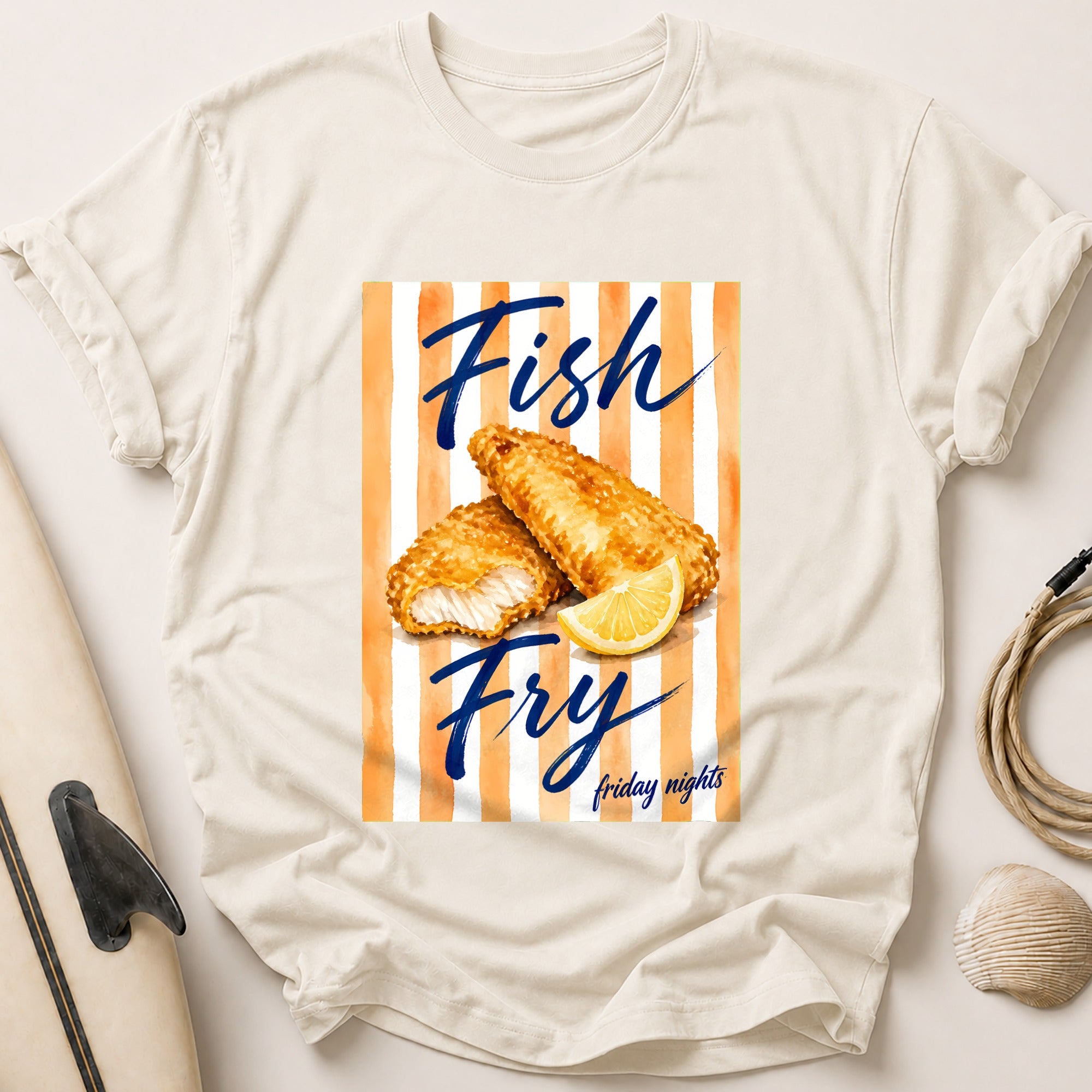 Fish Fry Friday Nights Seafood Lover Funny Tee - Stone