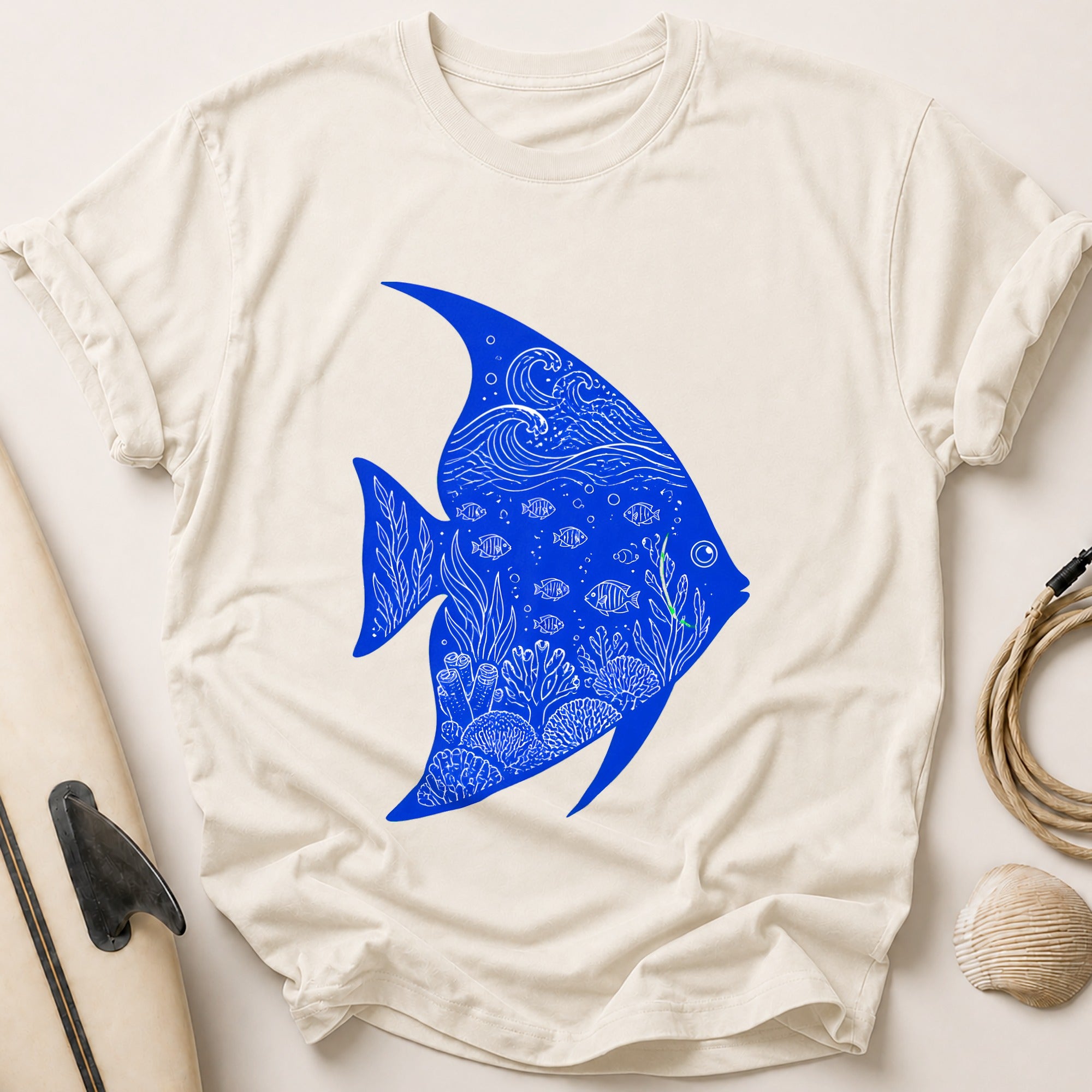 Fish Ocean Aquarium Underwater Tee - Stone