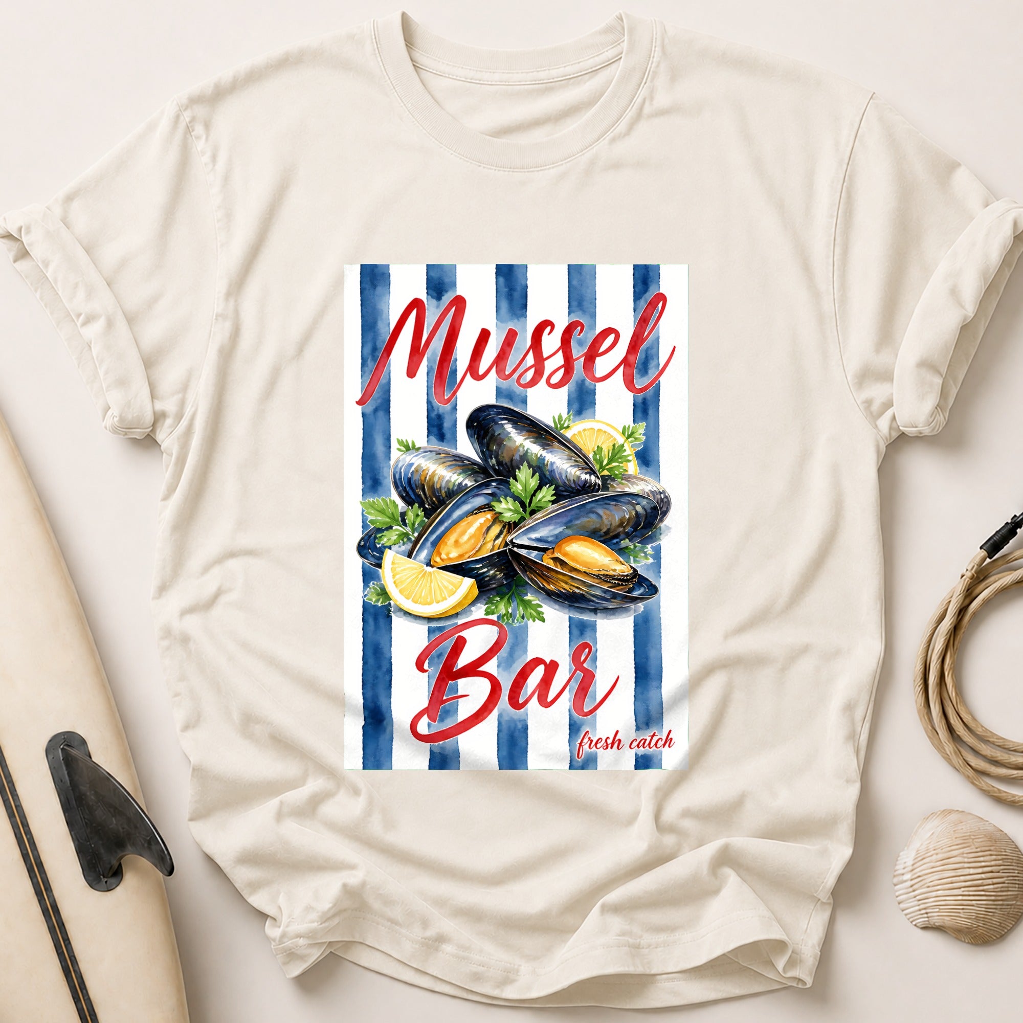Mussel Bar Fresh Catch Seafood Restaurant Tee - Stone