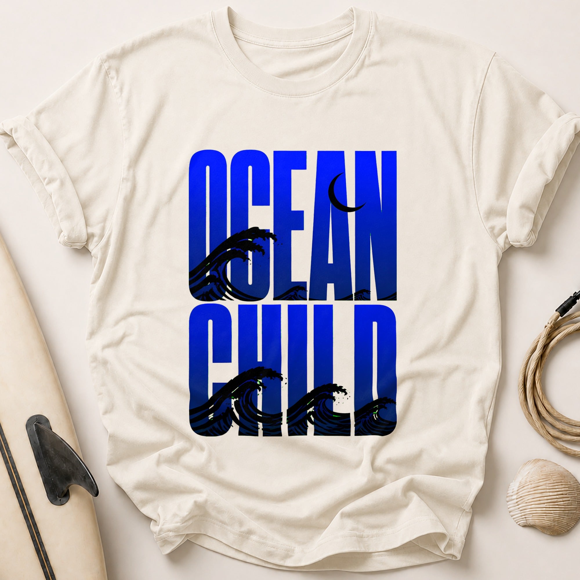 Ocean Child Waves Surfer Tee - Stone