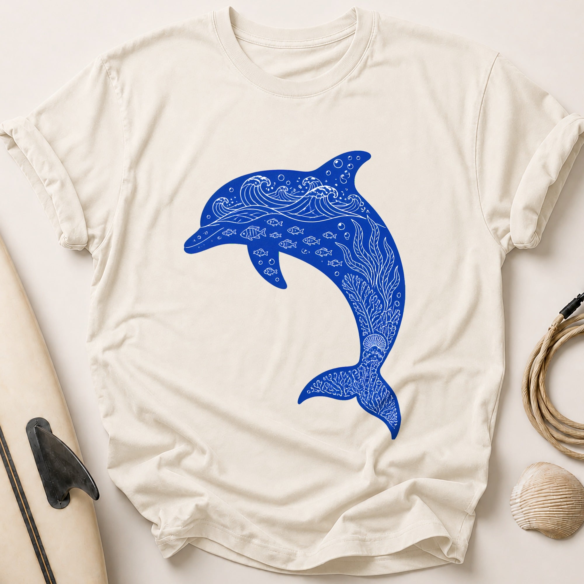 Ocean Whale Marine Animal Bright Tee - Stone