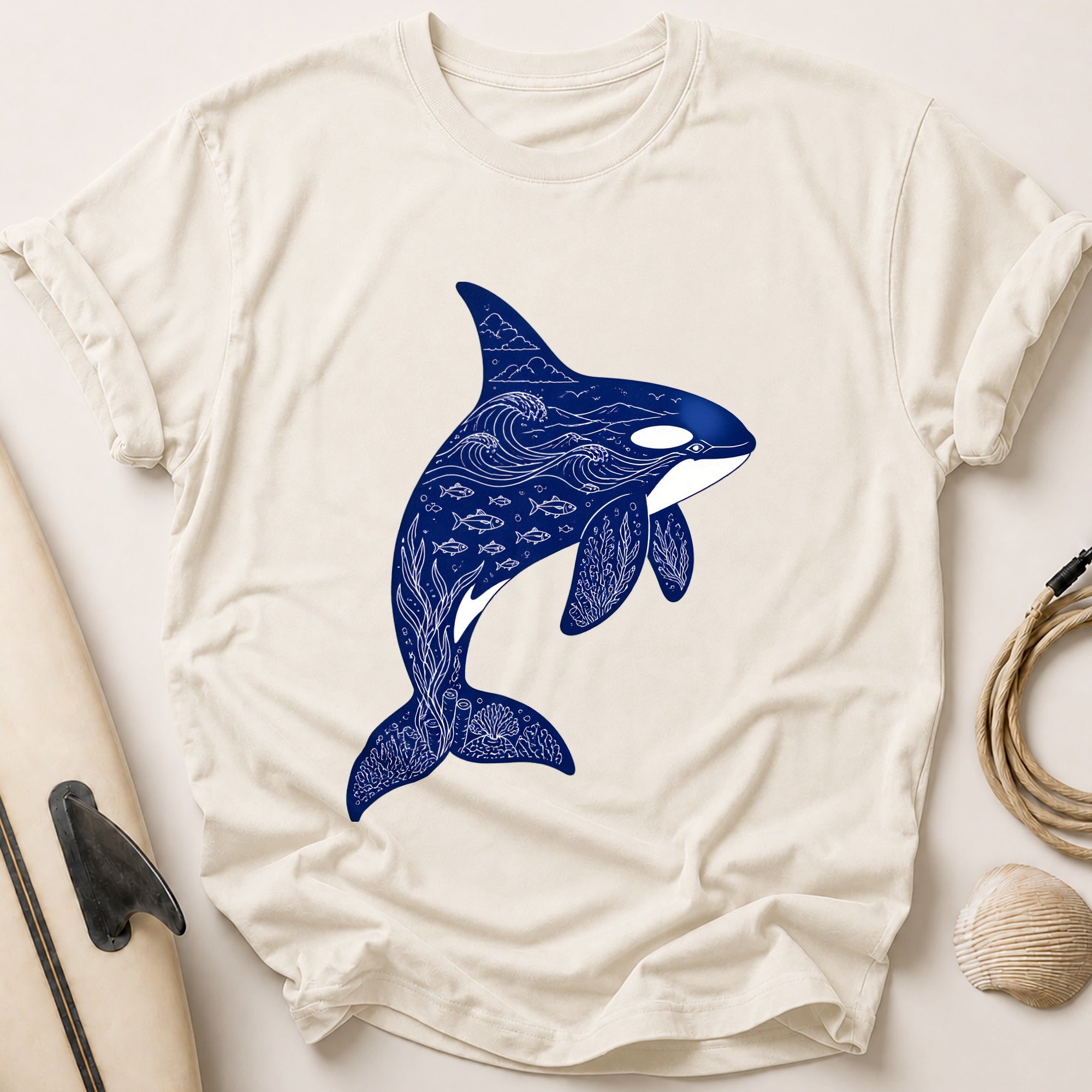 Orca Whale Ocean Marine Wildlife Tee - Stone
