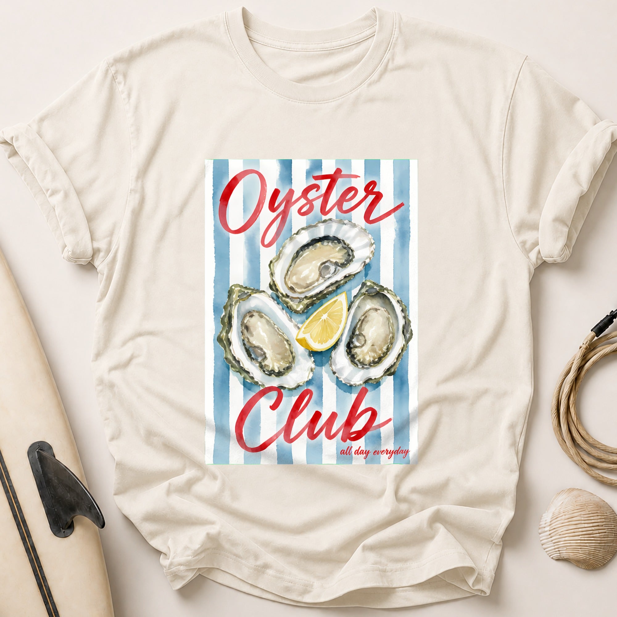 Oyster Club All Day Everyday Seafood Restaurant Tee - Stone
