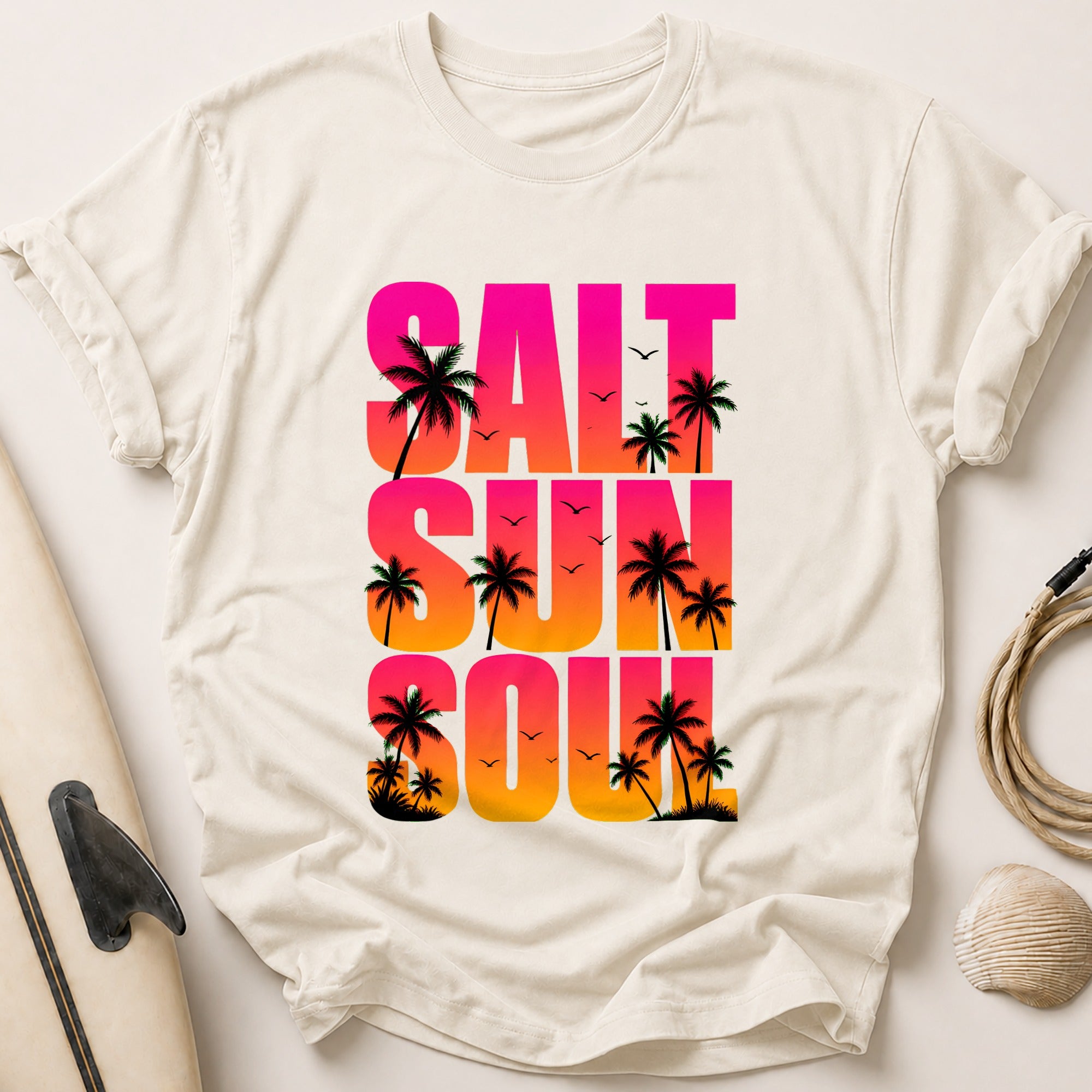 Salt Life Tropical Palm Beach Tee - Stone