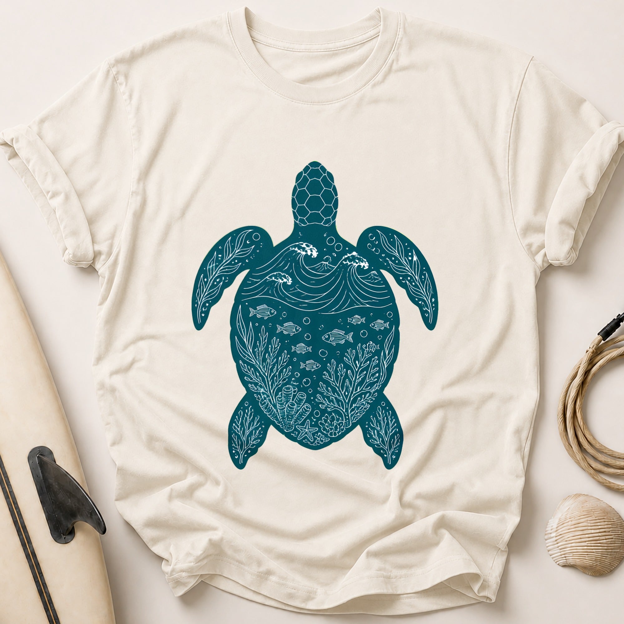 Sea Turtle Ocean Marine Tee - Stone