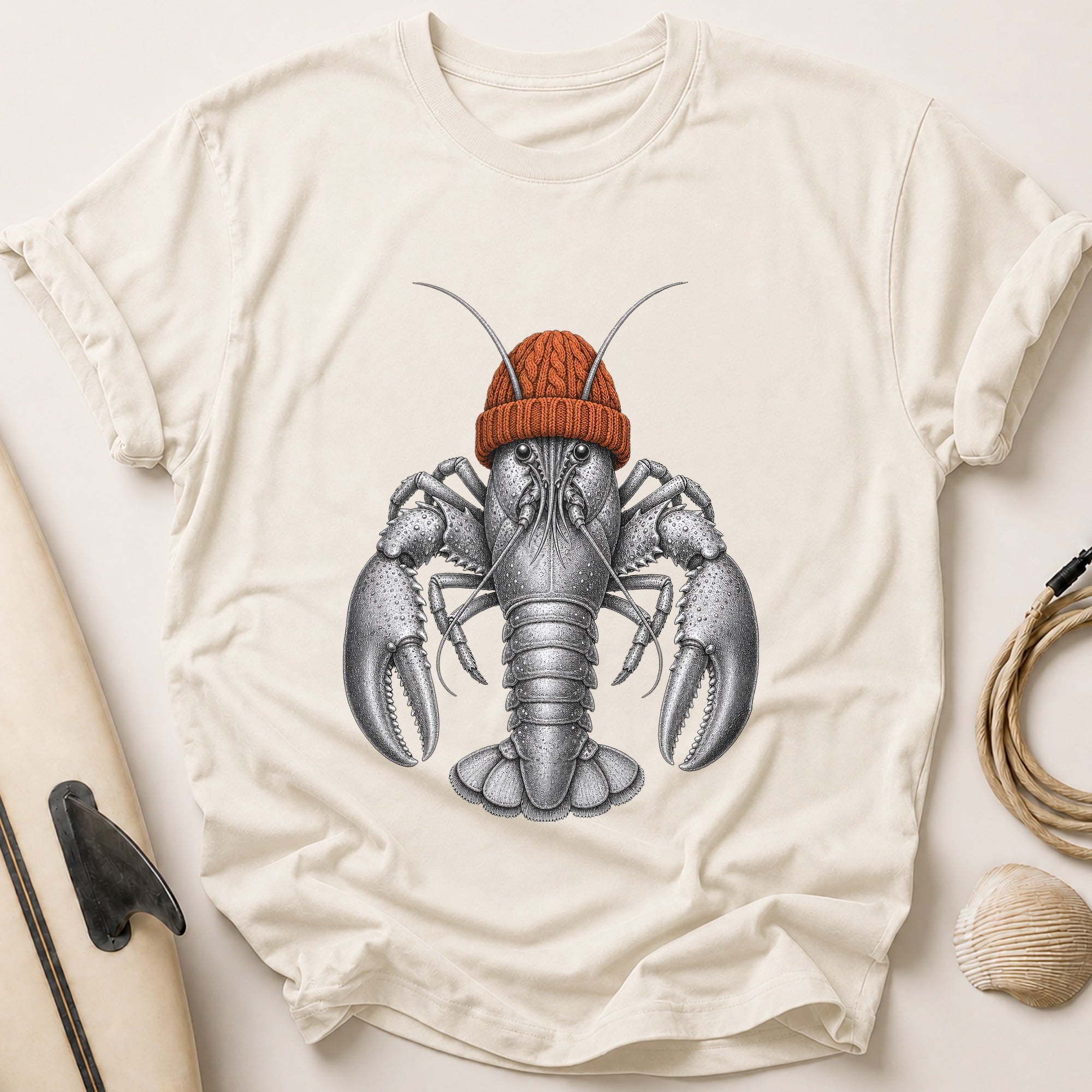 Bobble Hat Lobster Tee - Stone